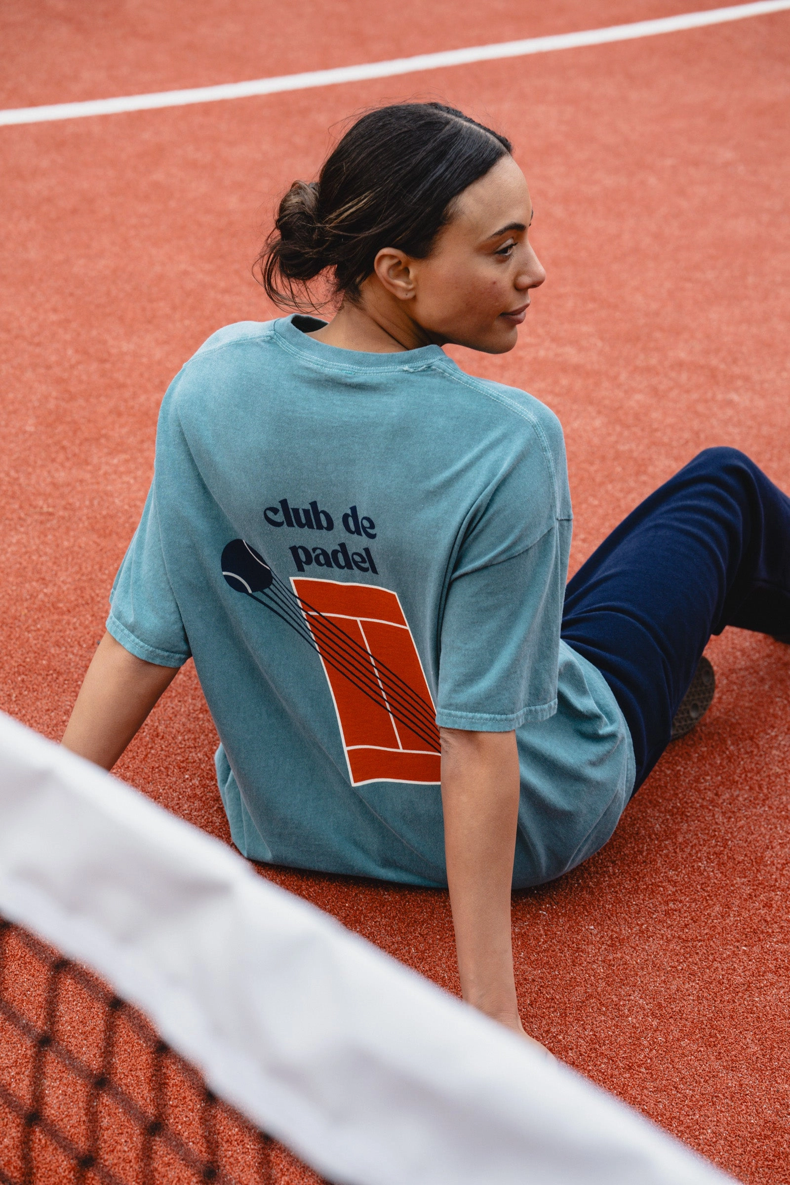 Club de Padel 'Court' Vintage Washed Tee - Sage Green Non Fading Material Glossy Look