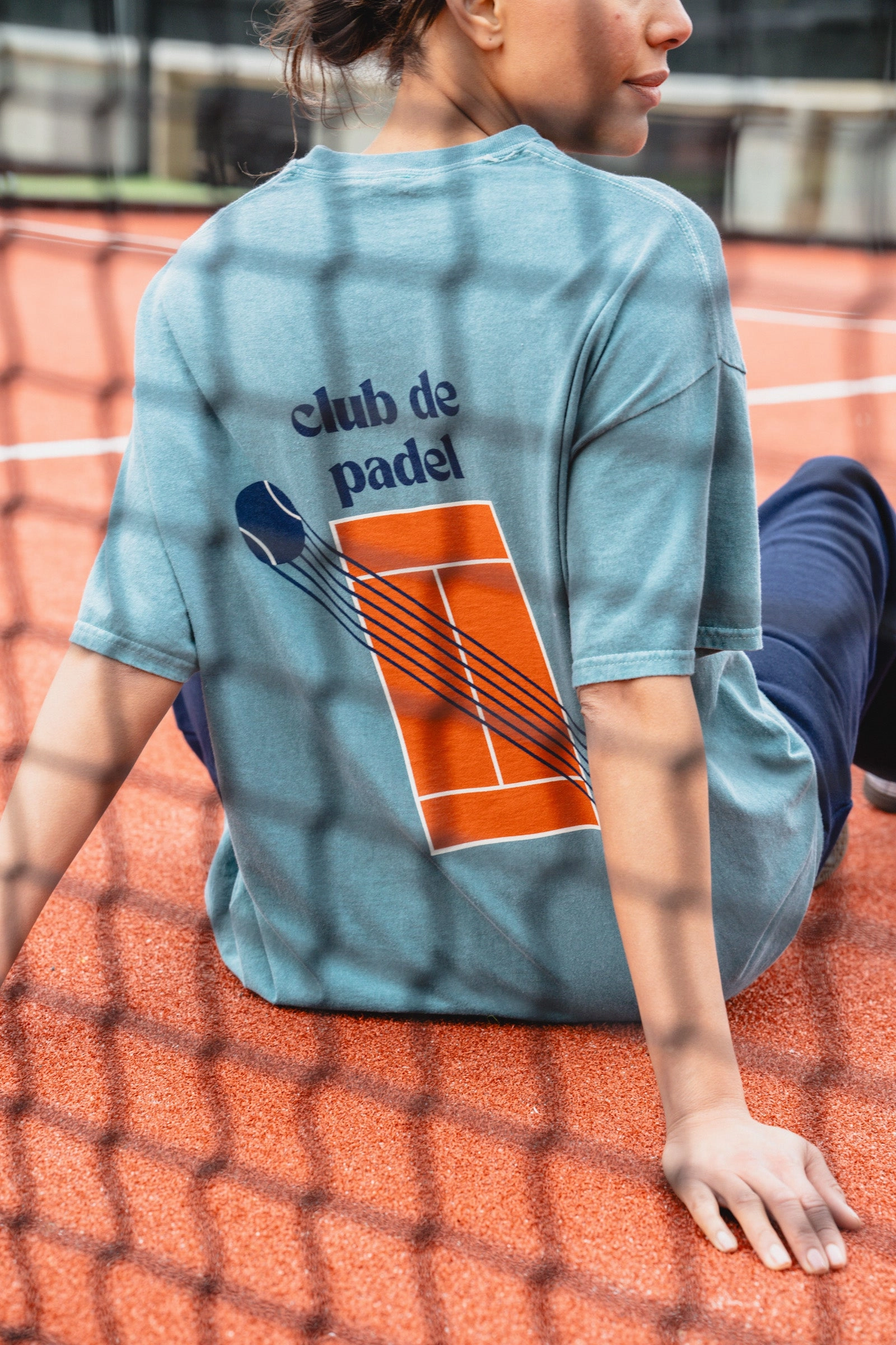 Club de Padel 'Court' Vintage Washed Tee - Sage Green Short sleeved breeziness