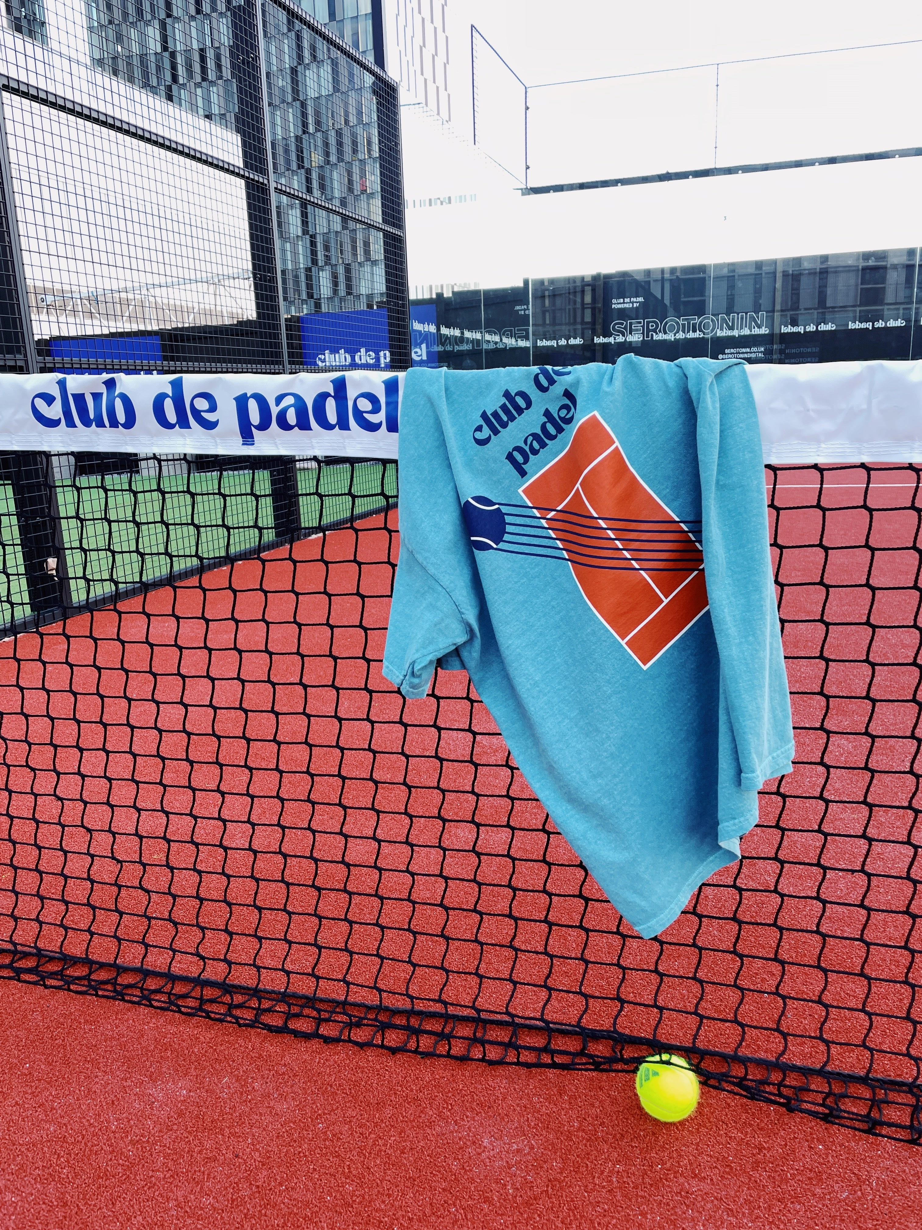 Club de Padel 'Court' Vintage Washed Tee - Sage Green Water Based Ink Print Outdoor Ready