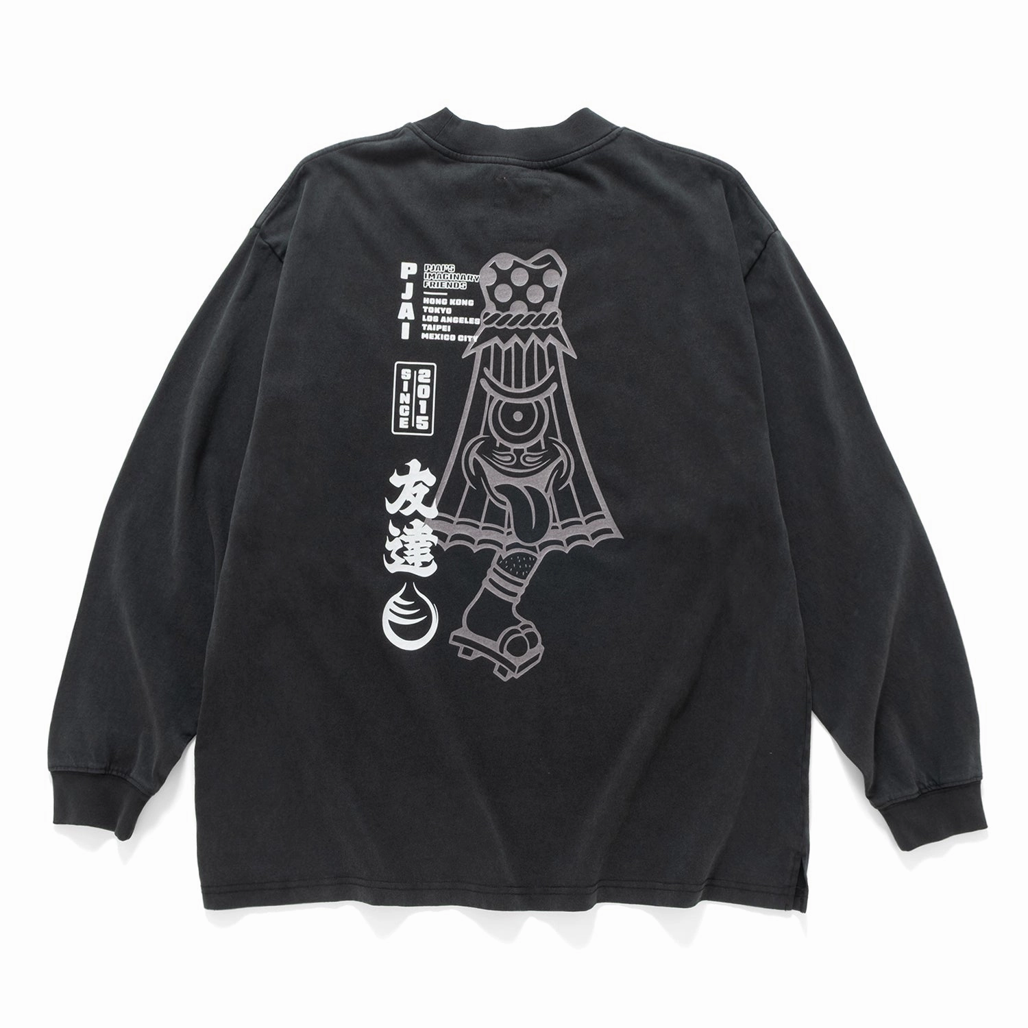 Weekend Style Minimalist Look (EX614) Kasa Graphic Washed Long Sleeve Tee