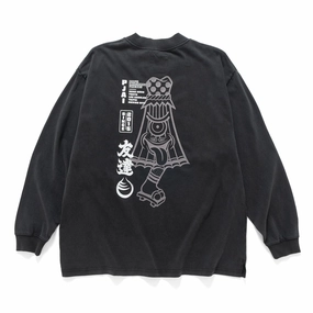 Weekend Style Minimalist Look (EX614) Kasa Graphic Washed Long Sleeve Tee