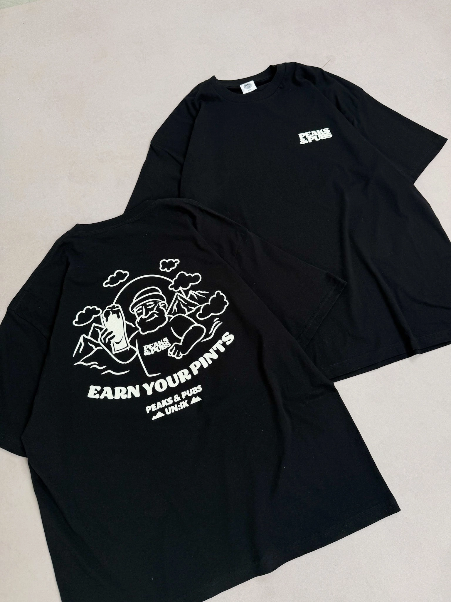 short sleeved Peaks & Pubs 'Earn Your Pints' Tee - Black
