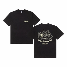 Peaks & Pubs 'Earn Your Pints' Tee - Black No Shrink Fabric