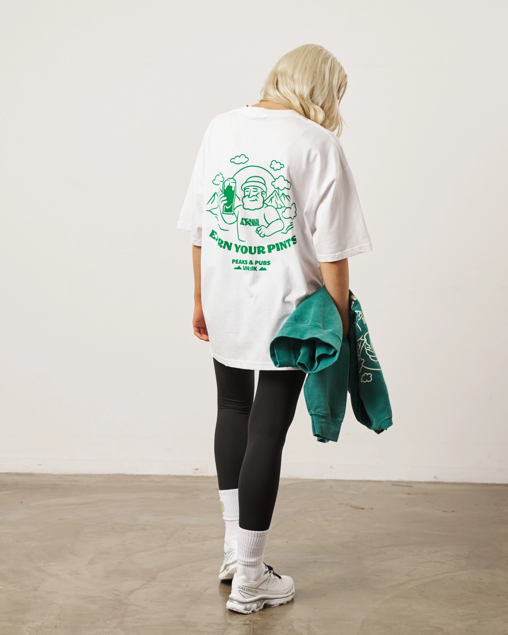 OekoTexCertified Multi Panel Structure Peaks & Pubs 'Earn Your Pints' Tee - White