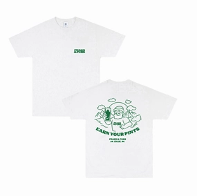 Active Style Trend Peaks & Pubs 'Earn Your Pints' Tee - White