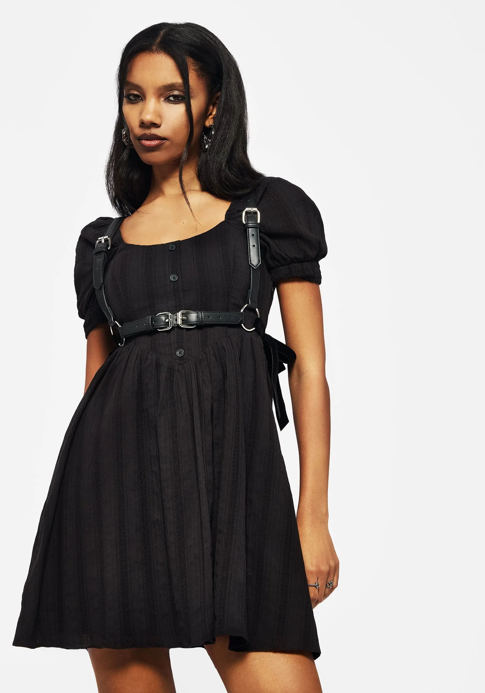 Marcia Broderie Mini Dress button detail Sleek Wear