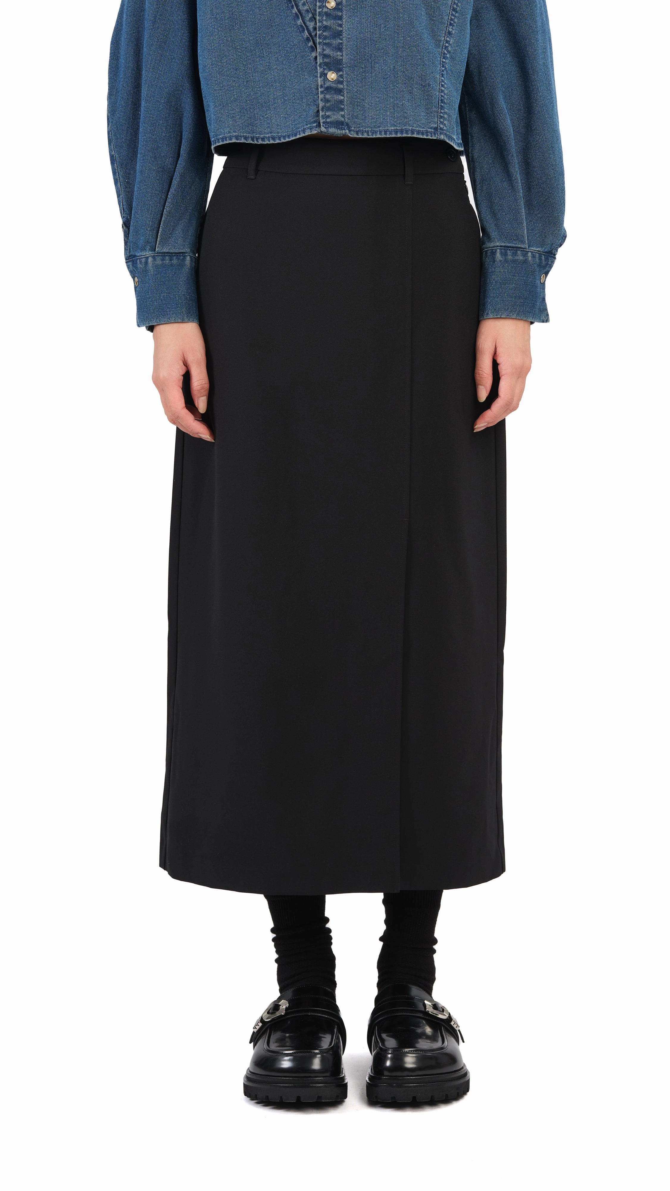 Sturdy Waistband Pencil Skirt With Slit