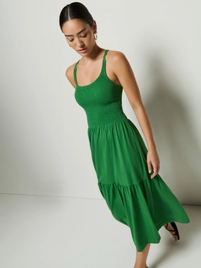 Cut-Out-Detail Penelope Smocked Midi