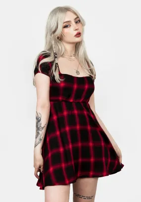 Urban Touch Calm Drape Pennyroyal Red Check Dress