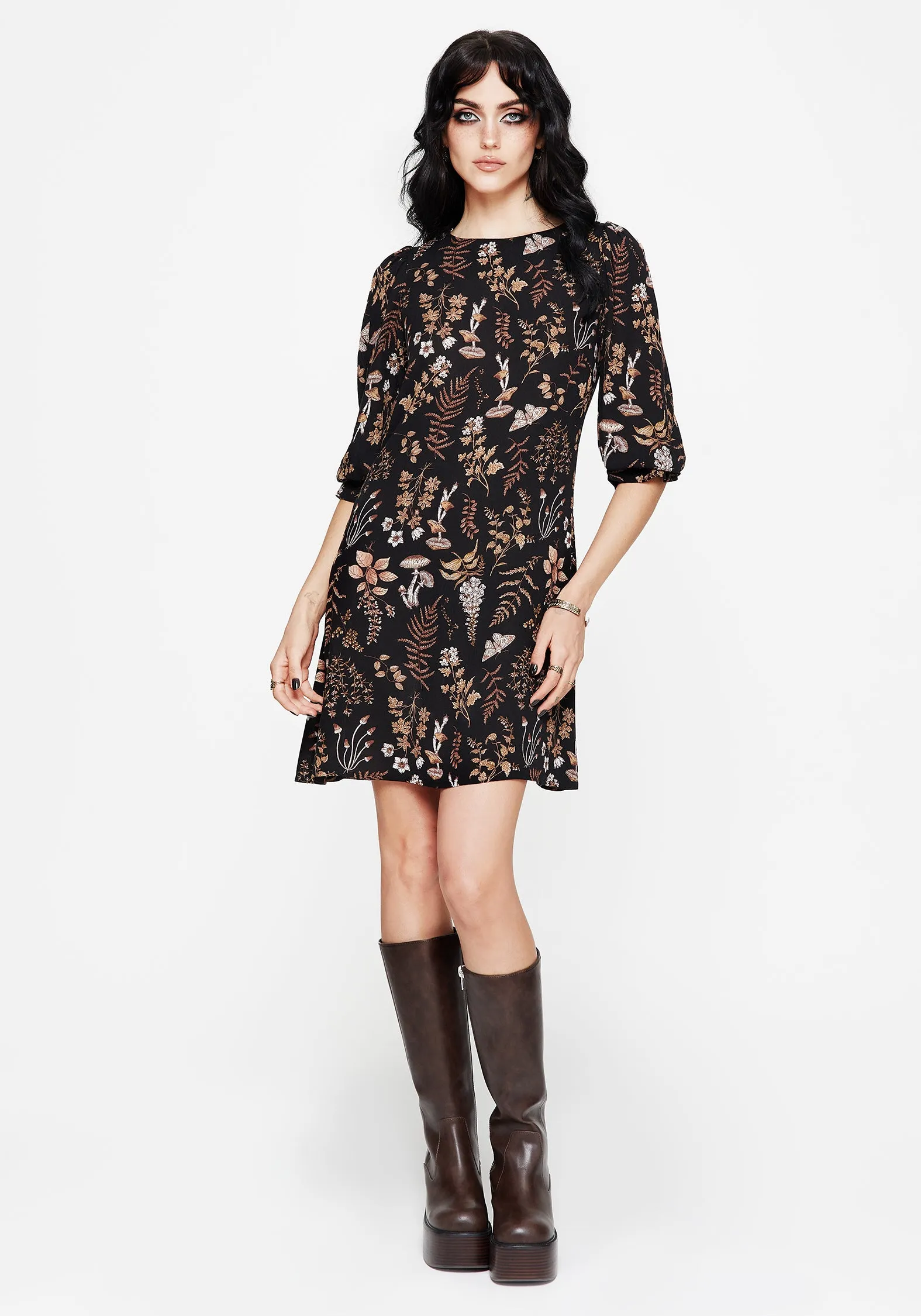 Tailored Comfort Travel Option Luthien Shoulder Button Detail Mini Smock Dress