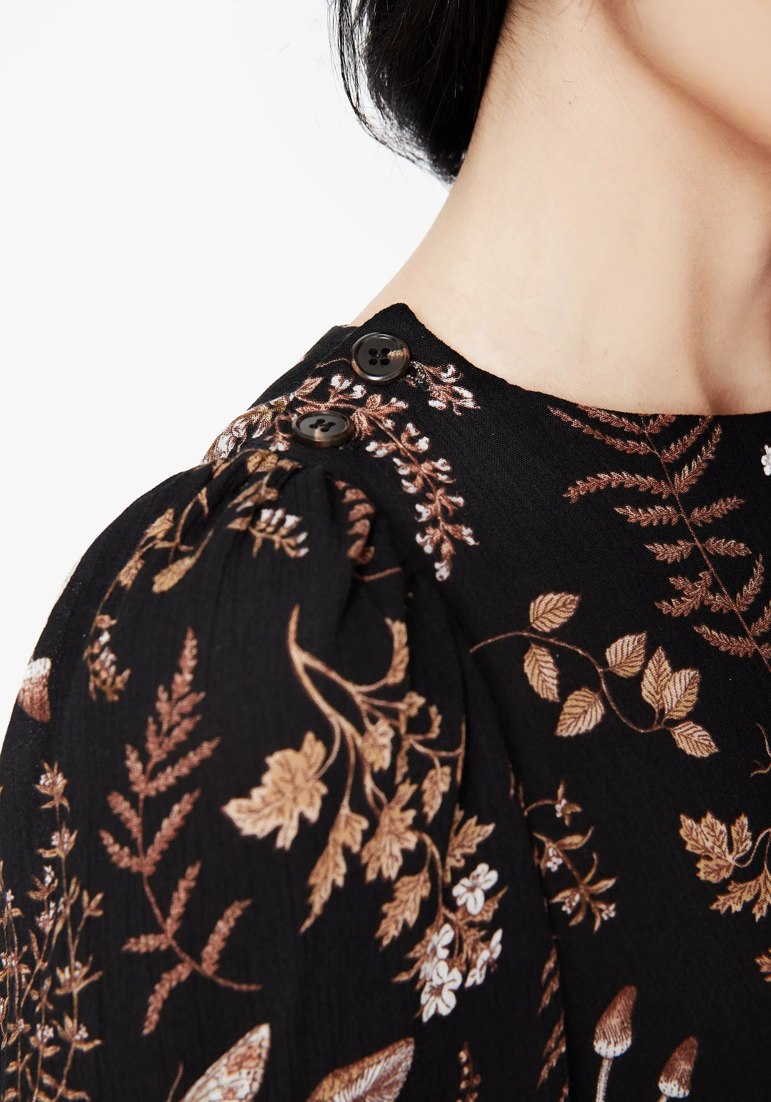 Lightweight Comfort Luthien Shoulder Button Detail Mini Smock Dress