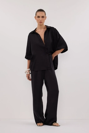 PERCY BLACK SILK PANT Denim finish