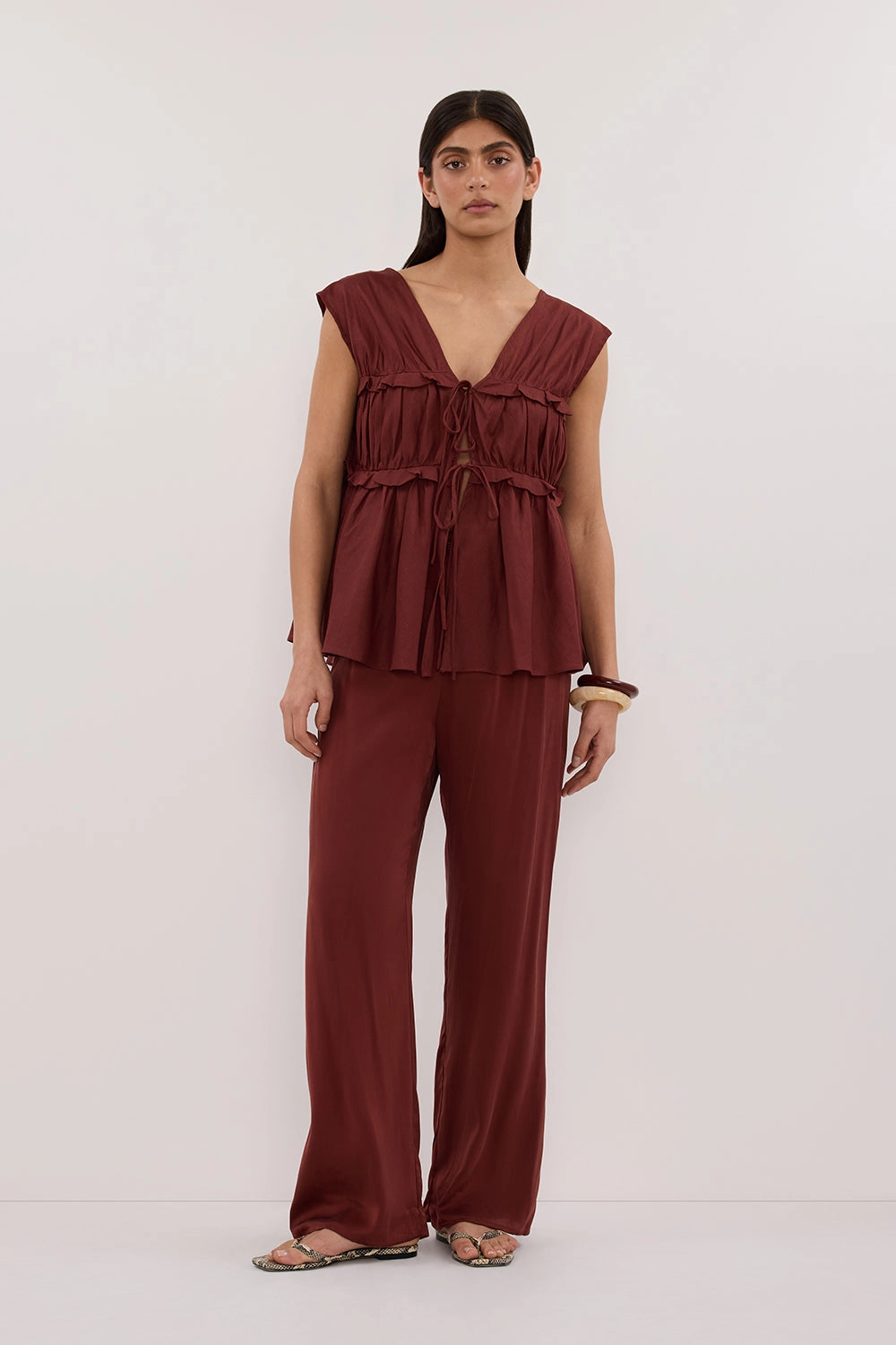 Contrast Trim PERCY SAHARA SILK PANT