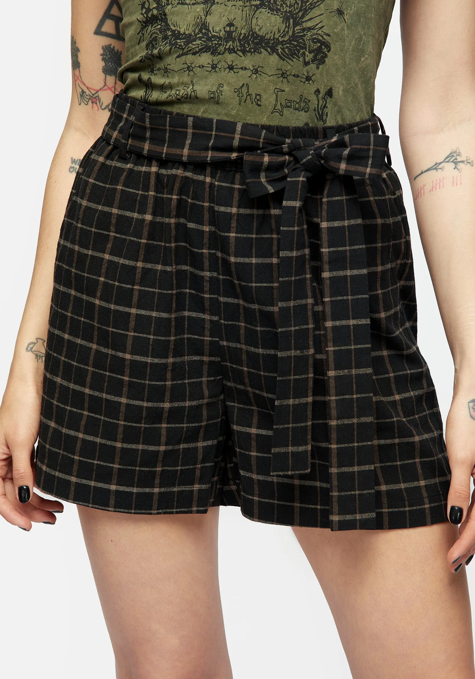 Slim Stretch Ransom Tie Waist Shorts