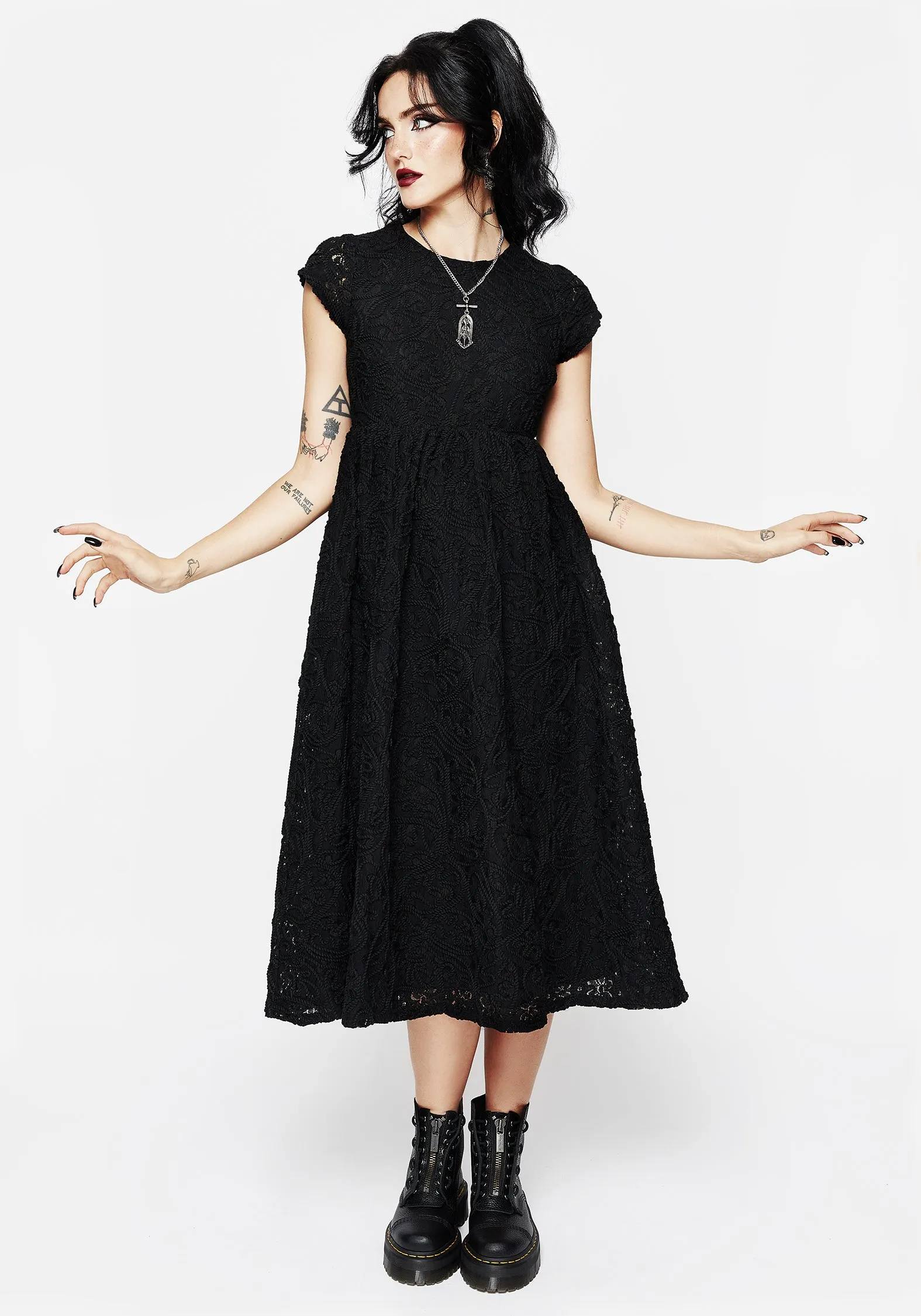 Maladie Midi Smock Dress Square Neck Picture Perfect