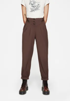 Easy Movement Minimalist Design Marwood Acorn Embroidered Button Up Waist Balloon Trouser
