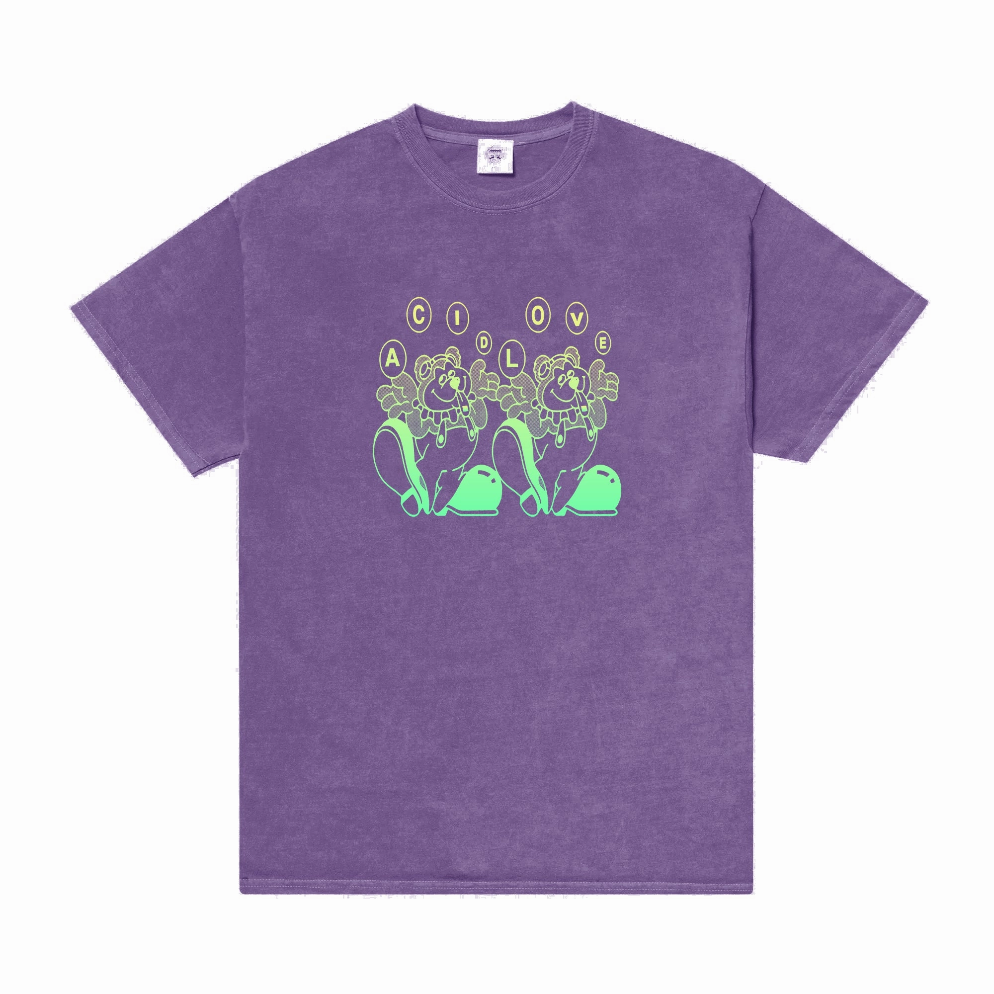 Collared Acid Love 'Trippy Bear' Vintage Washed Tee - Purple