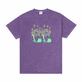 Collared Acid Love 'Trippy Bear' Vintage Washed Tee - Purple
