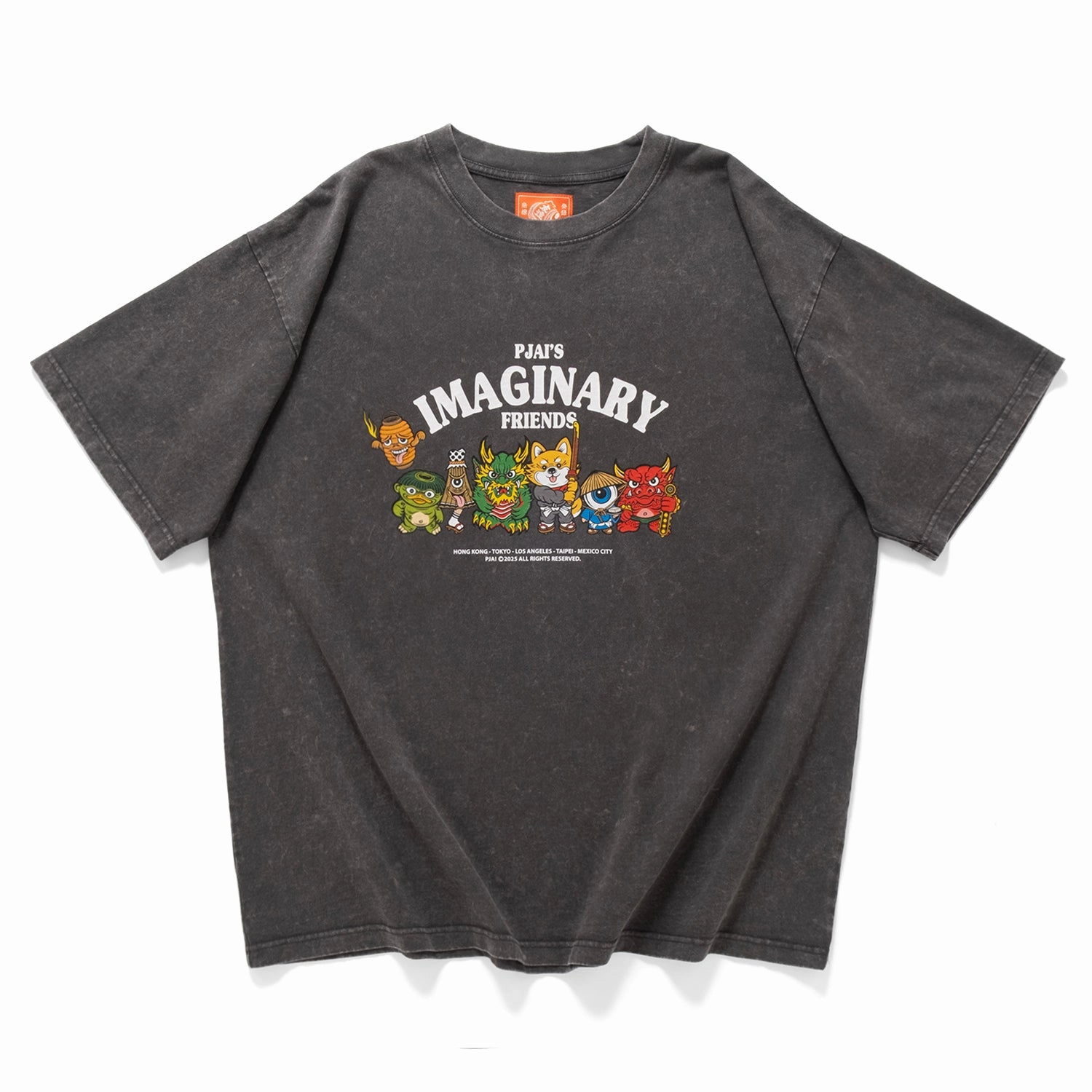 (EX617) Characters Graphic Washed Tee Eco Certified Fiber