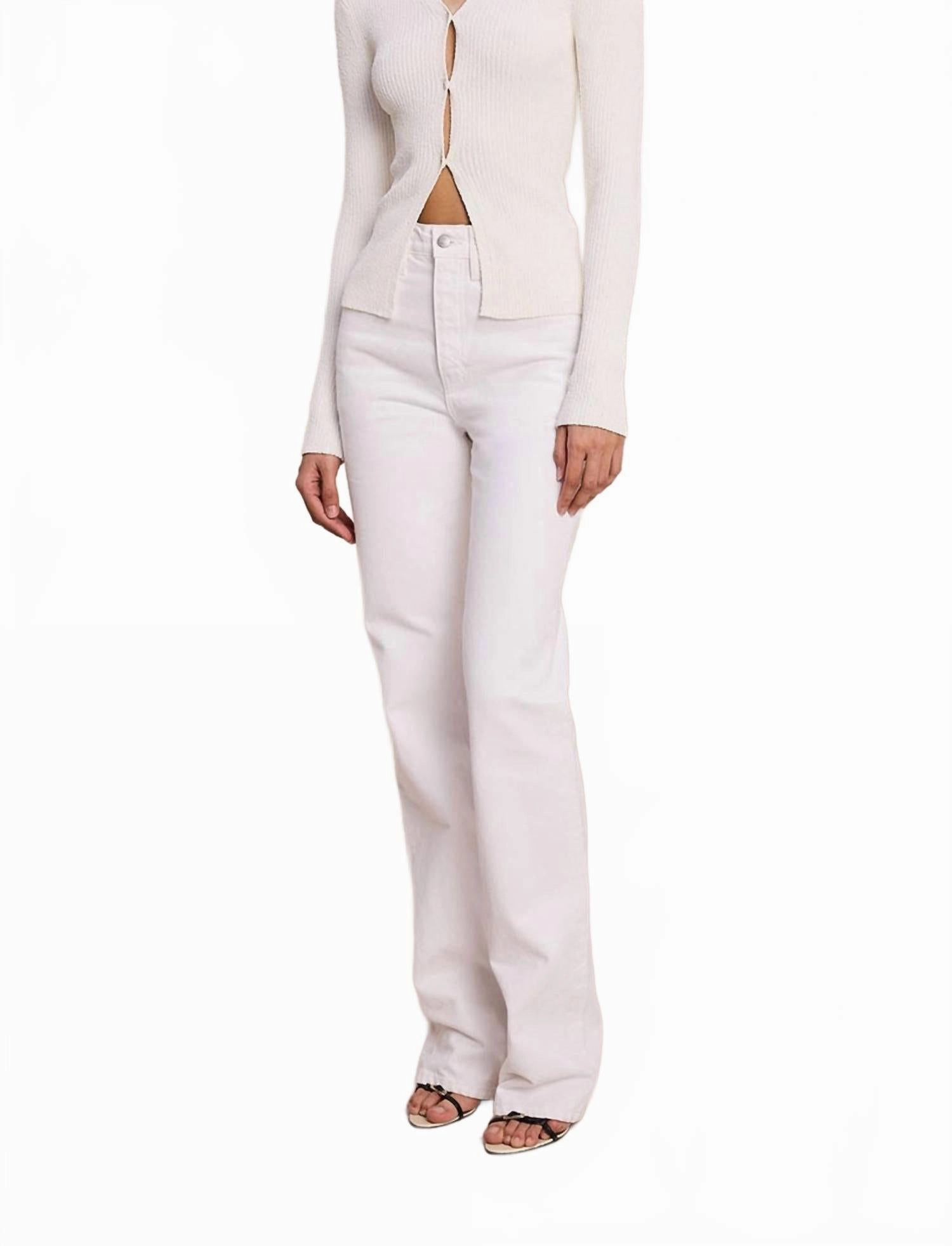 Miller Rib Knit Cardigan In White Layered Knit Style
