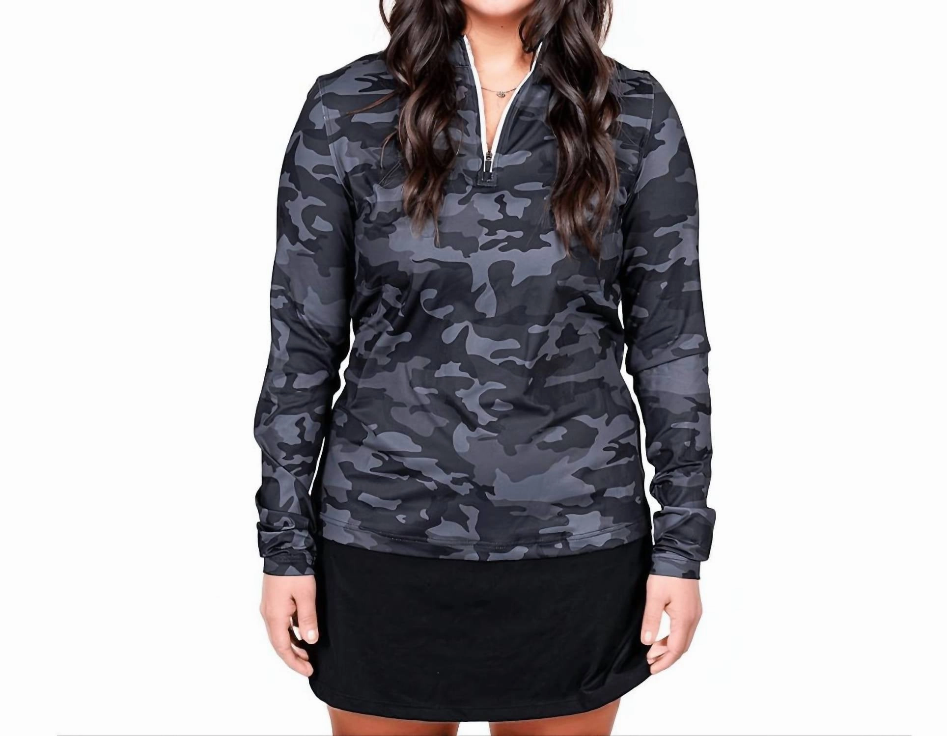 Adaptive Fit Silhouette Women's Camo Q-Zip Pullover In Black