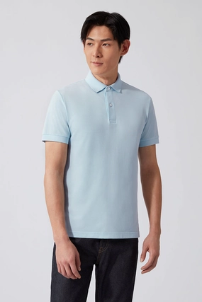 VISDRY? Pique Polo | Light Blue BLE237 Polished Comfort Lightweight Weave