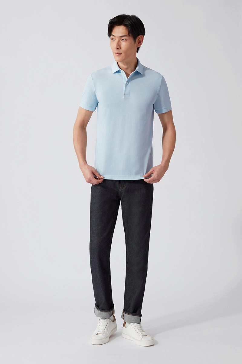 Tailored Fit VISDRY? Pique Polo | Light Blue BLE237