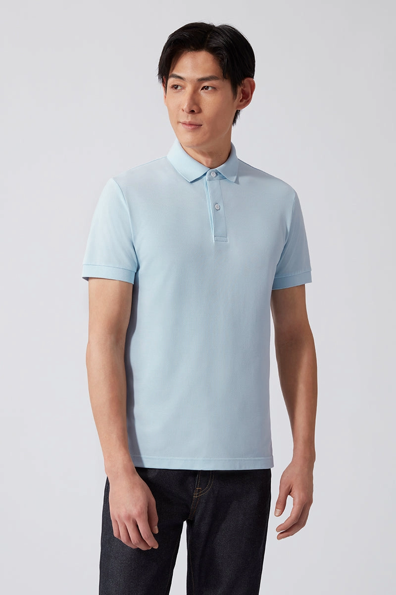 VISDRY? Pique Polo | Light Blue BLE237 Polished Comfort Lightweight Weave