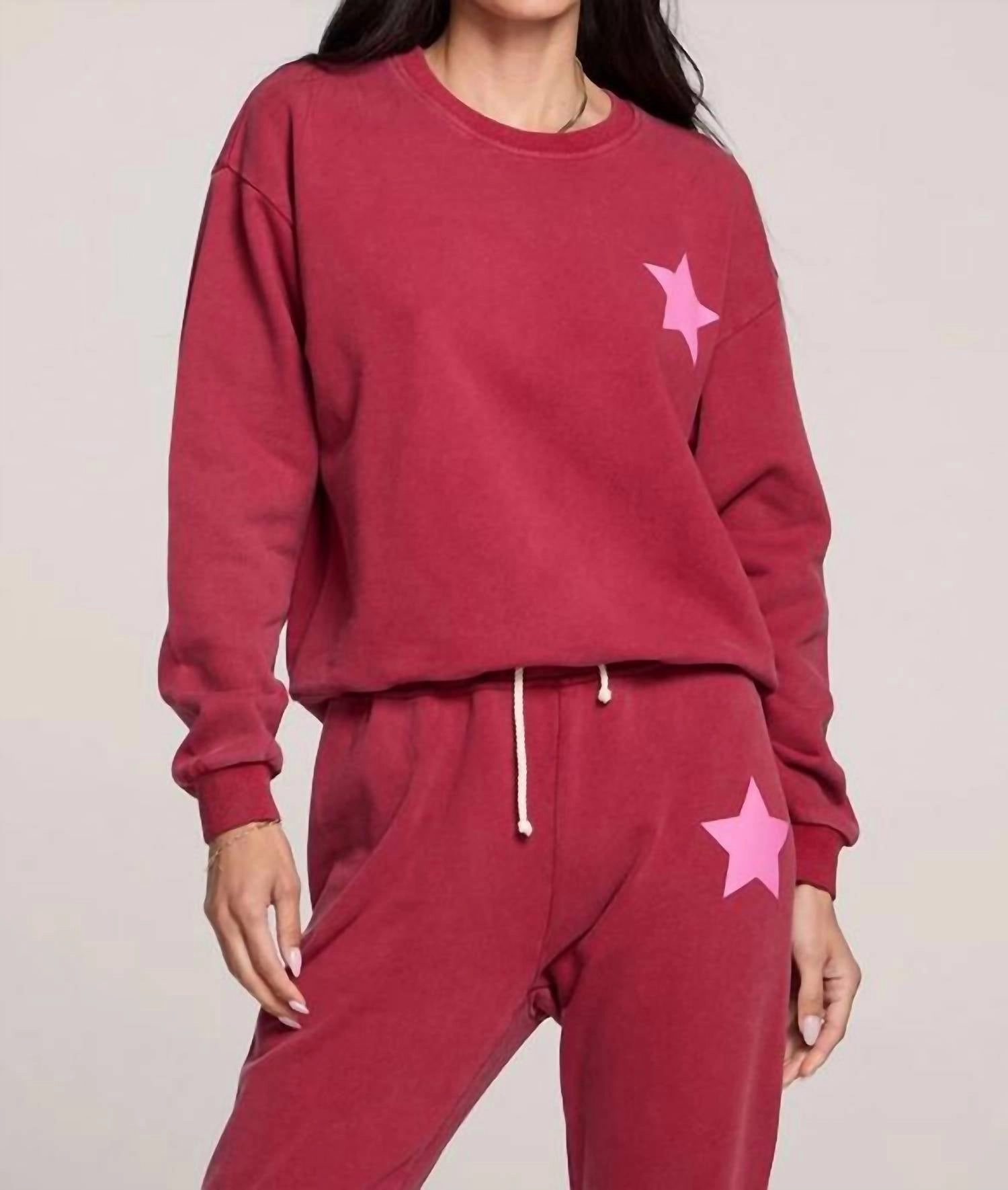 Perry Star Pullover In Crimson All-Weather Comfort