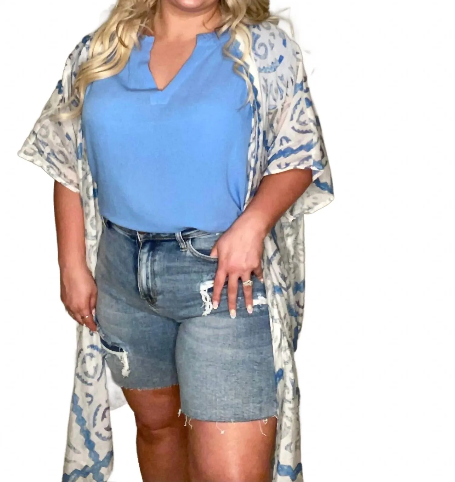 Peyton Kimono In Dusty Blue Microfiber Insulation Layered Chic
