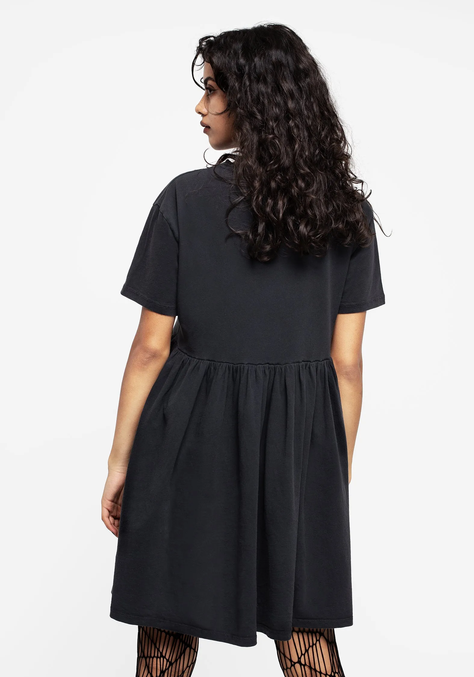 Phase Graphic Print Mini Skater Dress Velvet-Sleeve Classic Vibe
