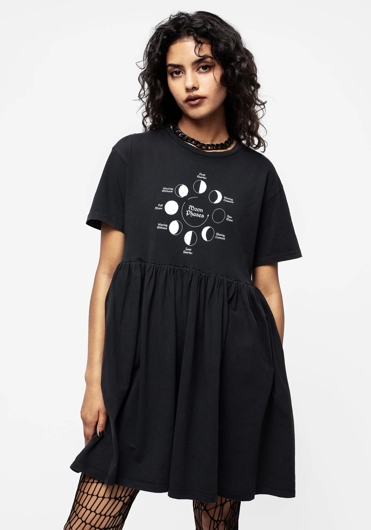 Daily Favorite Work-Ready Look Phase Graphic Print Mini Skater Dress