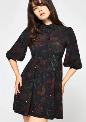 Phoenix Dragon Printed Mini Shirt Dress Chill Base Comfy Design