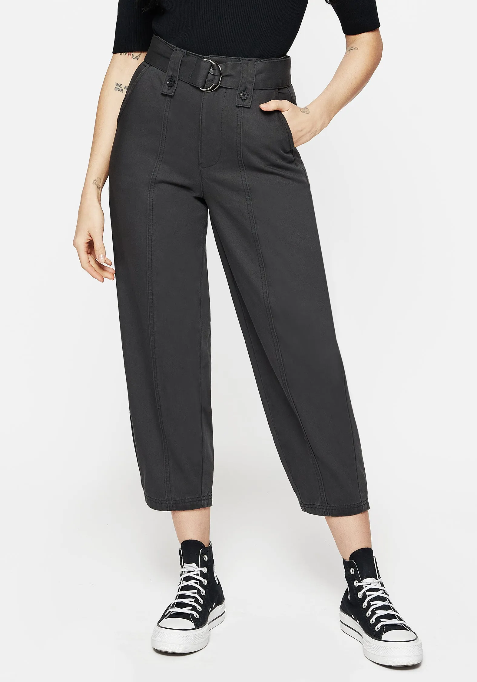 Everyday Wear Pinhead Embroidered Belted Balloon Leg Trousers