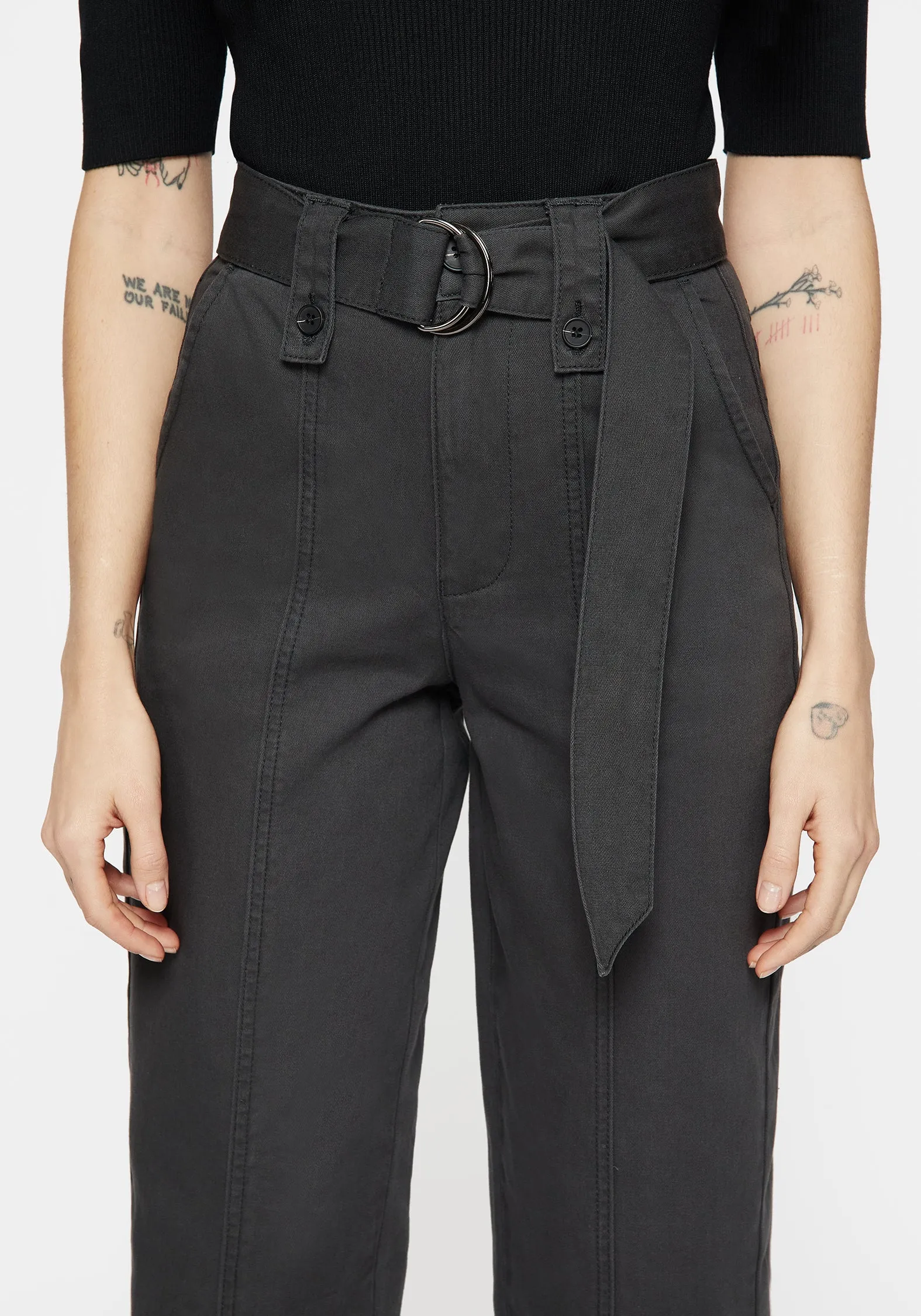 Pinhead Embroidered Belted Balloon Leg Trousers windproof