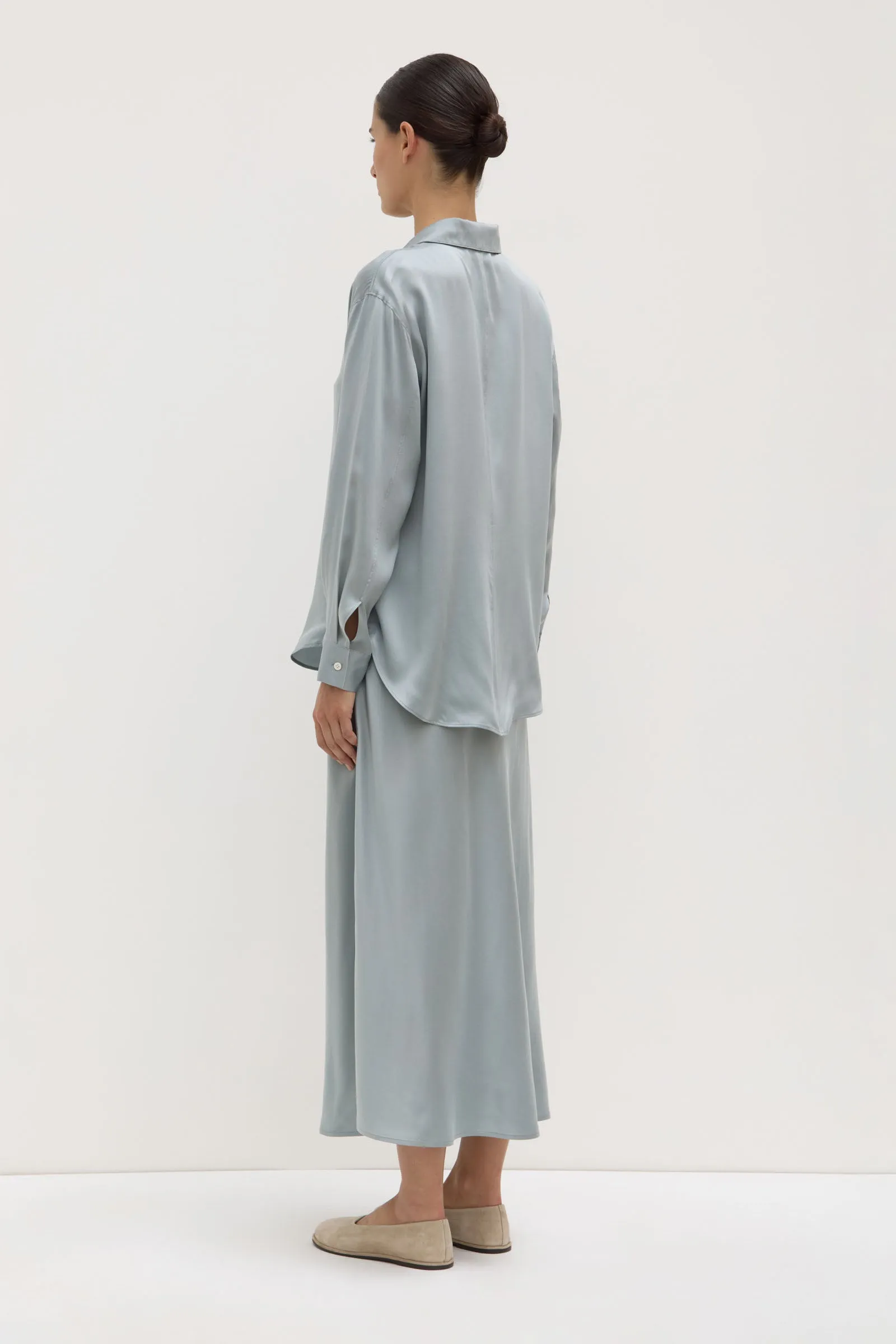 Pippa Silk Shirt Neutral Shade Layered Look