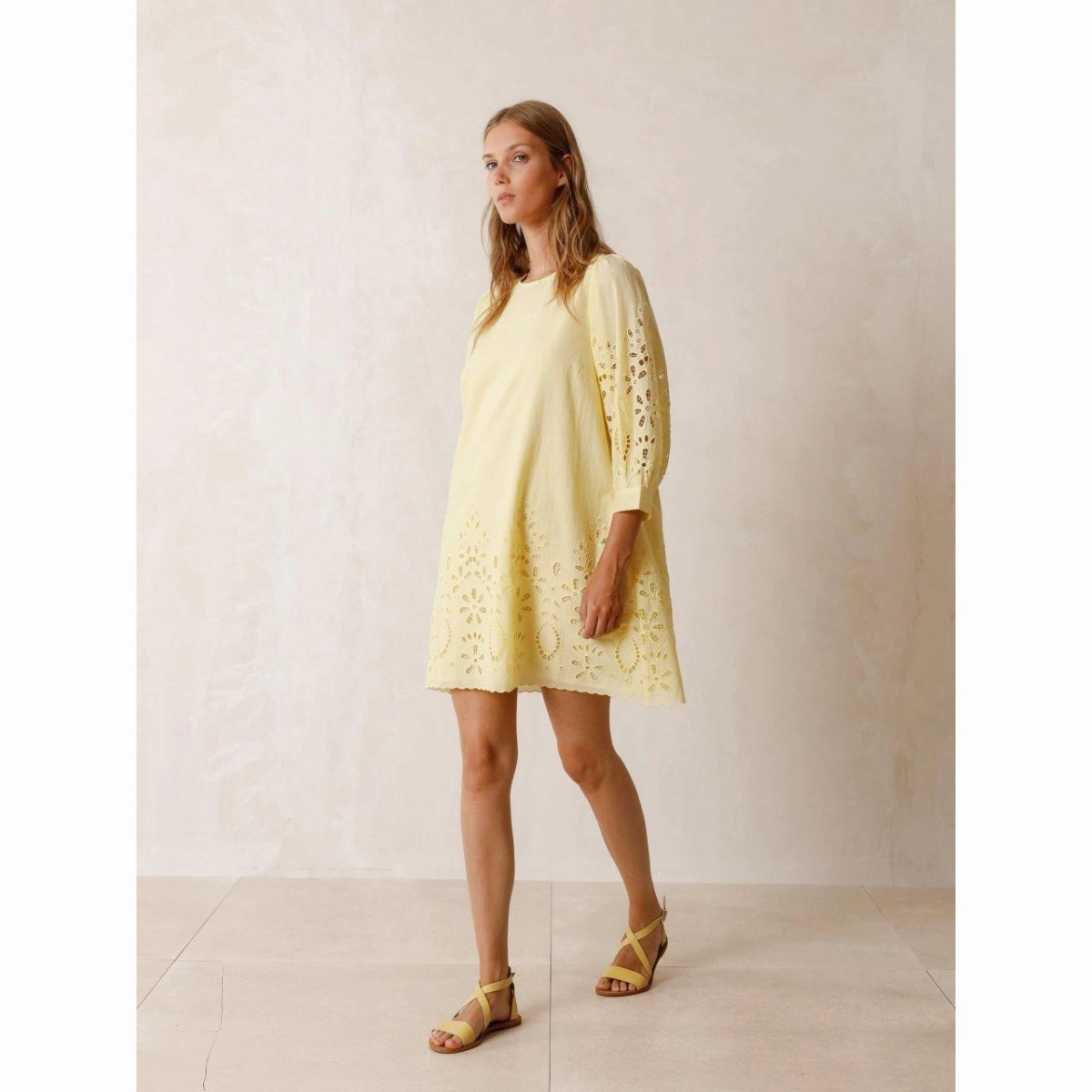 Pistacho Embroidered Cutout Dress Smart Wear