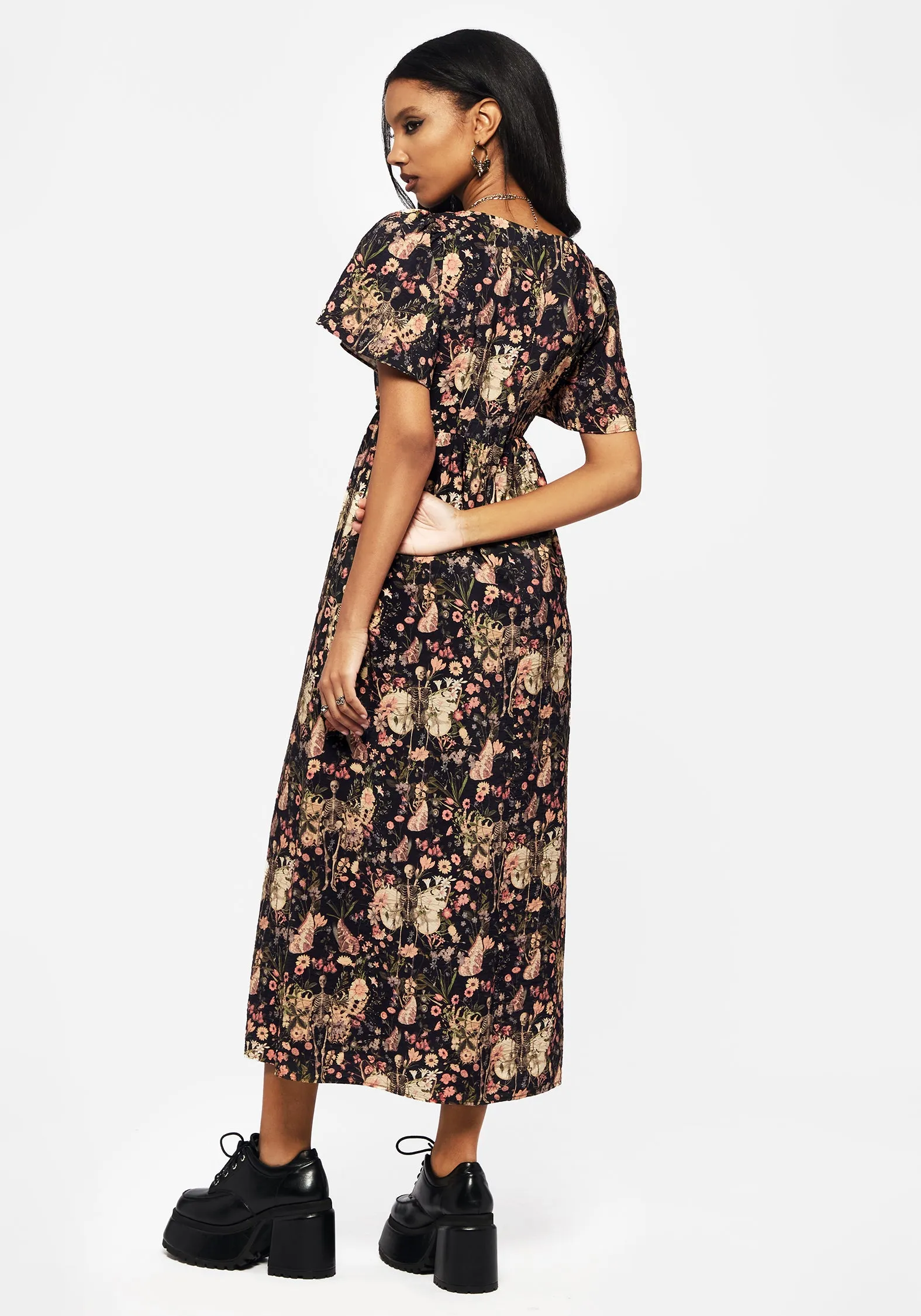 Pixie Floral Print Tie Front Maxi Dress Lightweight Fabric