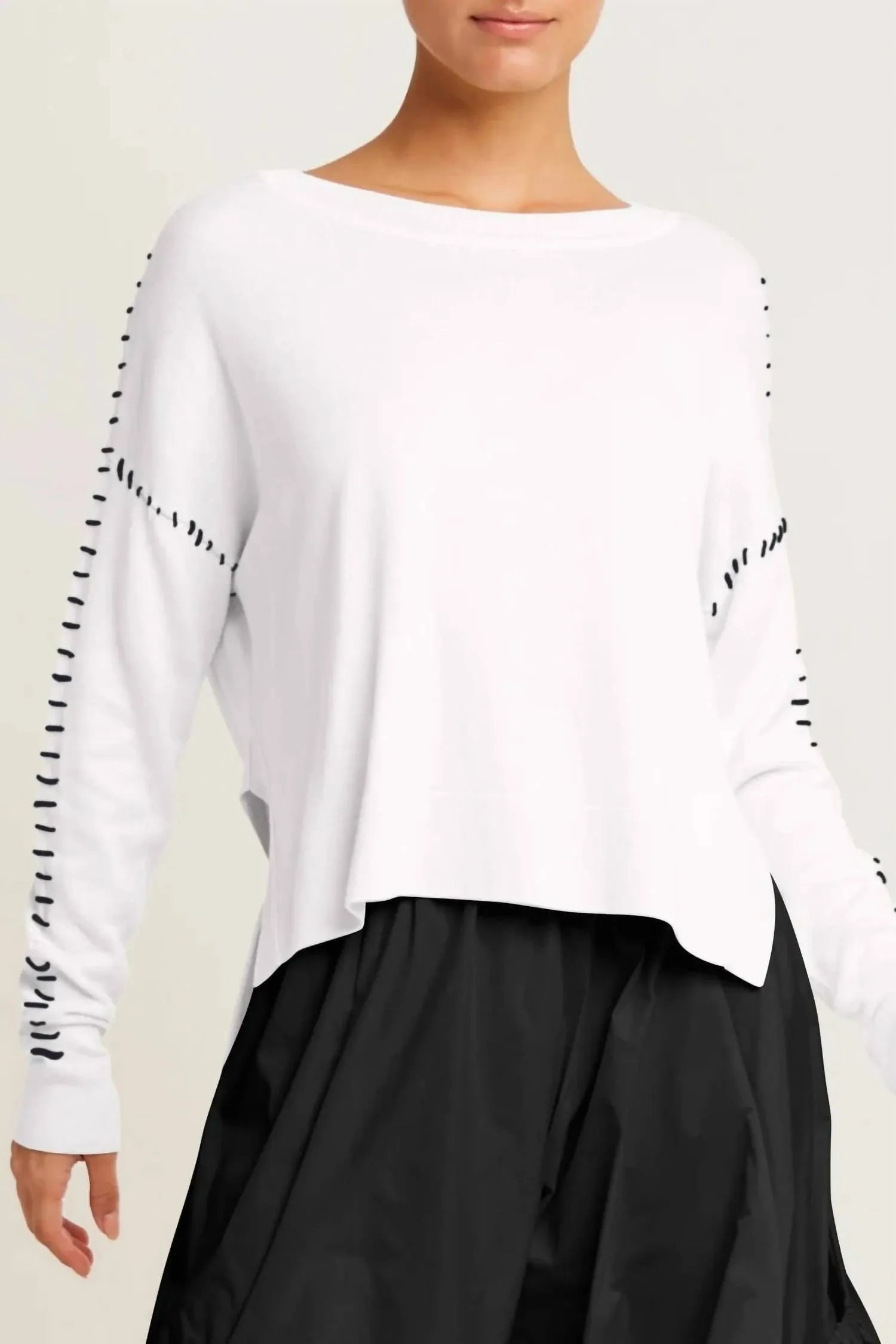 Planet Whip Stitch Sweater In Black/white Colorblock Casual Chic Look