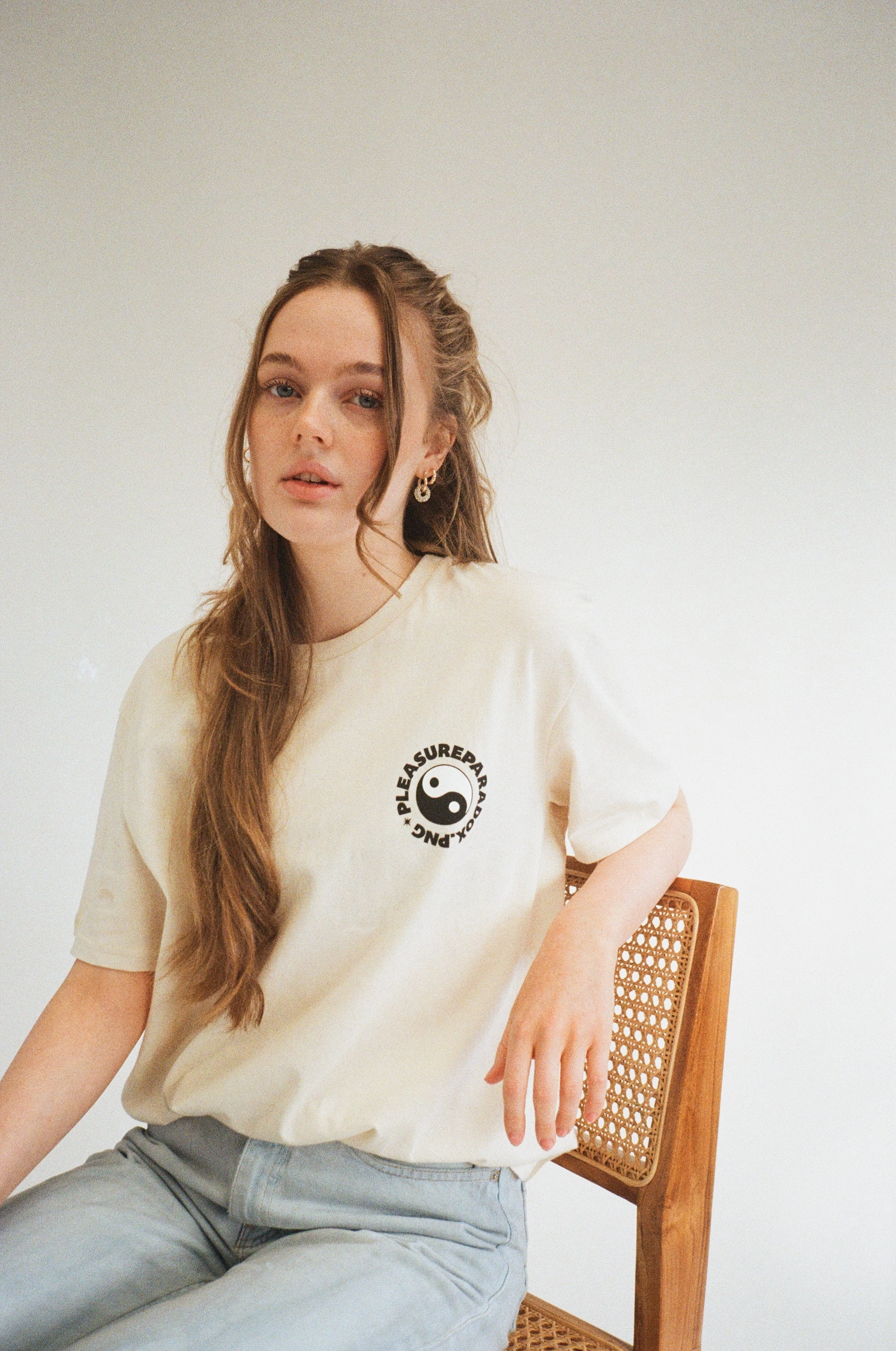 Garment Dyed Technique Customer Favorite Pleasure Paradox 'You Can't Hate Yourself' Natural Tee - Cream Print