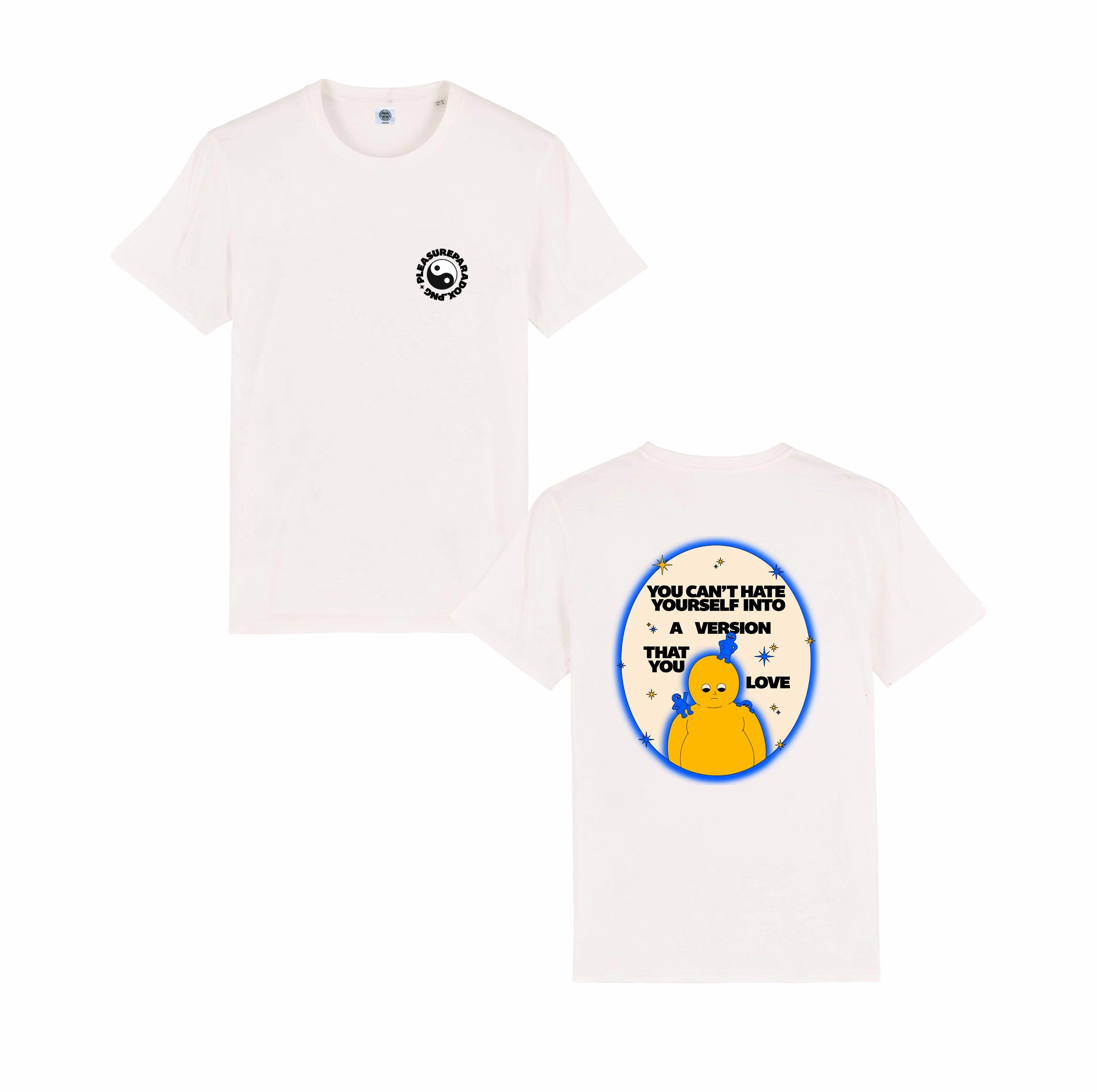 Pleasure Paradox 'You Can't Hate Yourself' Natural Tee - Cream Print Soft Fabric