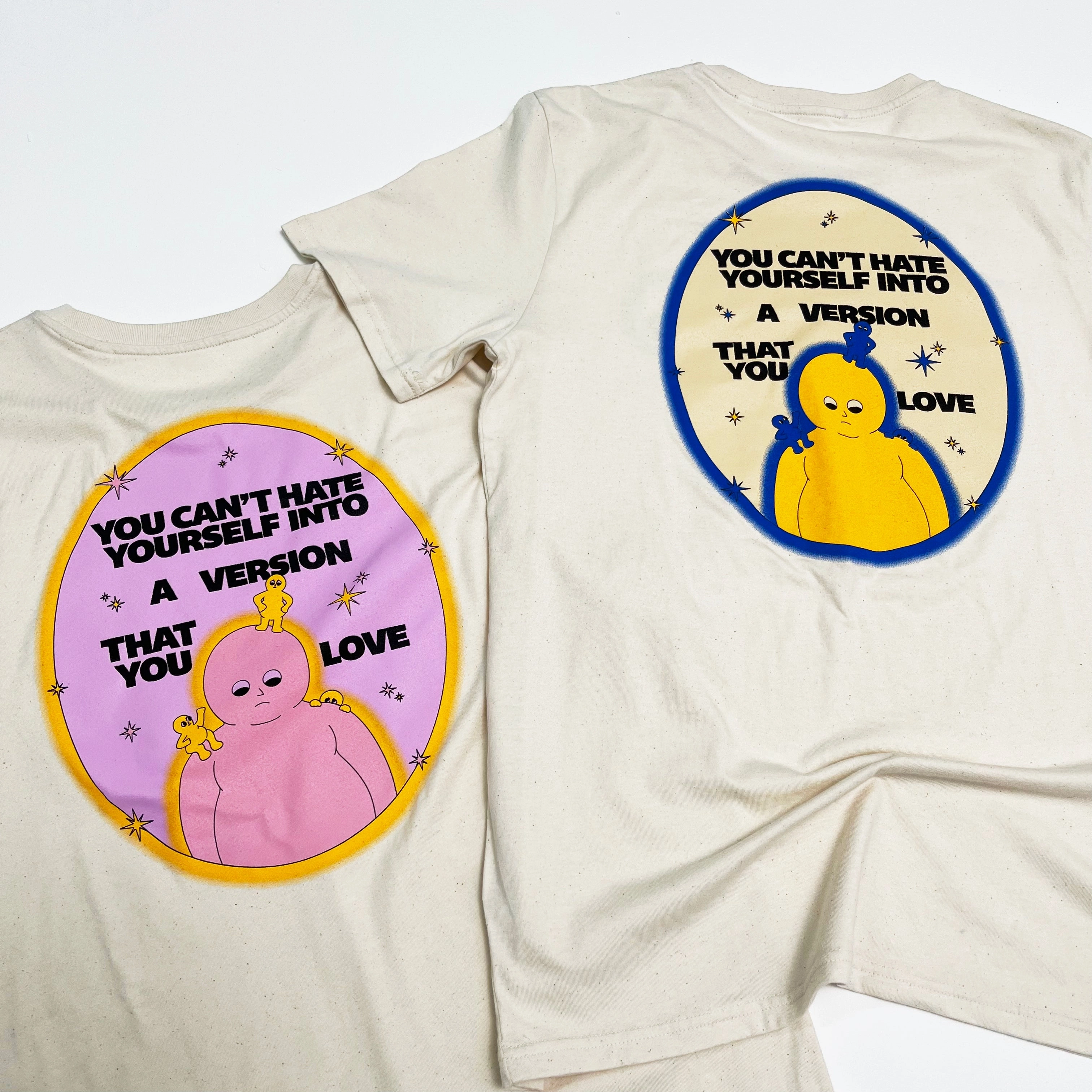 Kids playfulness Relaxed and Easy Pleasure Paradox 'You Can't Hate Yourself' Natural Tee - Cream Print