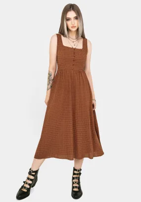 Stream Cut Elegant Layers Soleil Cotton-Blend Check Cami Midi Dress