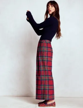 Chic casual Pleated Wool Culottes-Red, Blue and Green Check