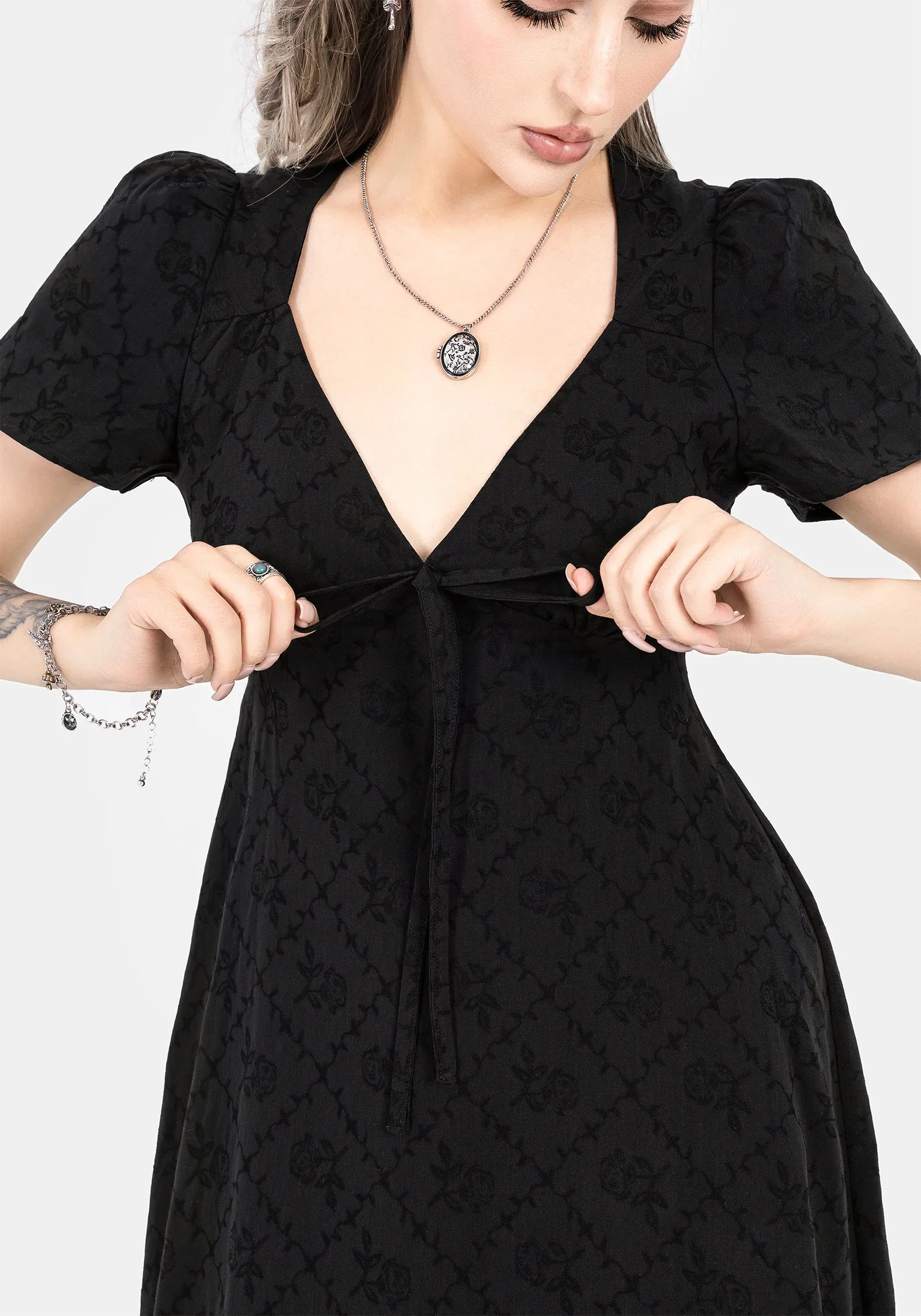 Polgara Floral Jacquard Midaxi Dress Comfort Mode Year Rounder