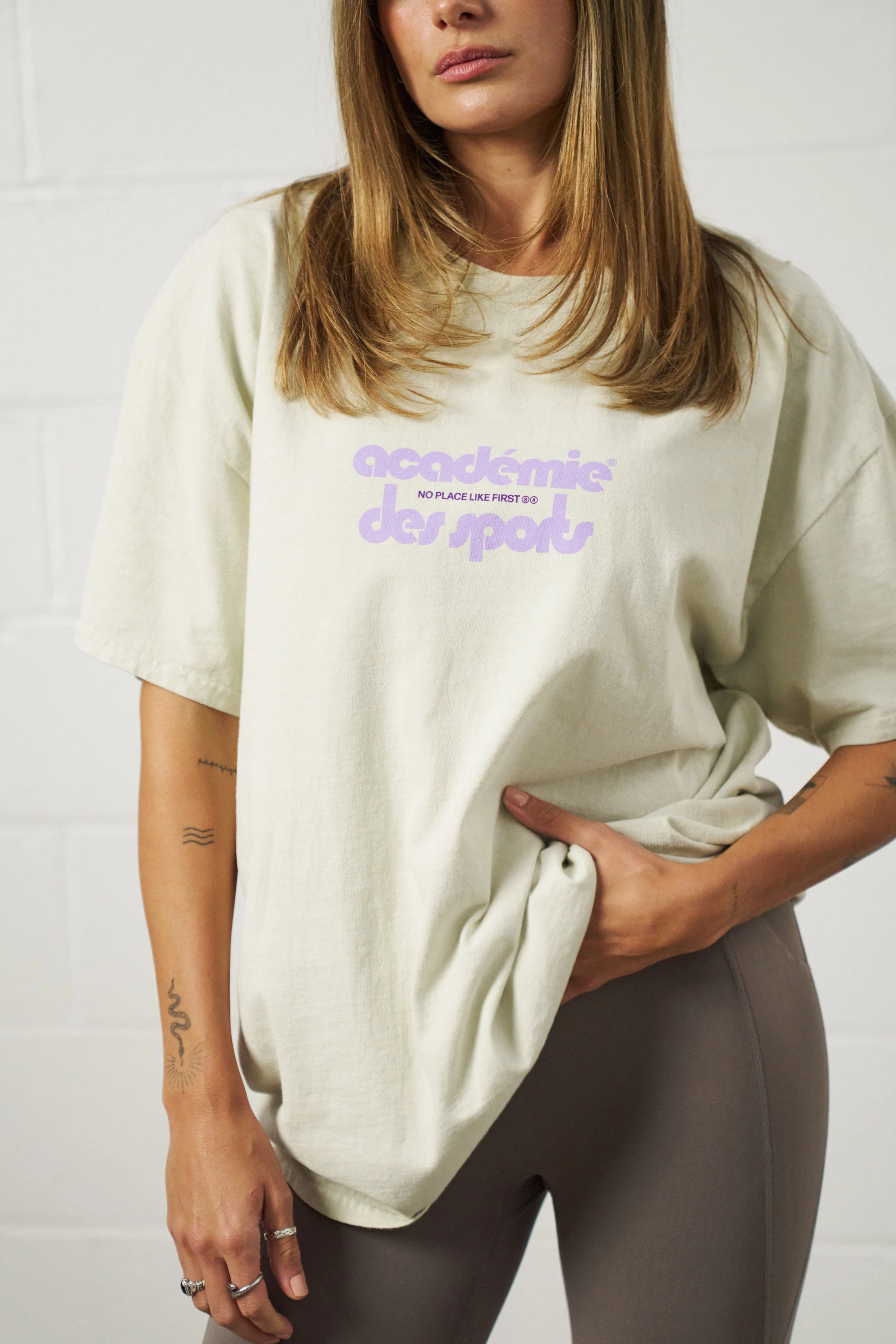 Vice 84 'Club Acad??mie' Vintage Washed Tee - Cream Anti Perspiration Lining
