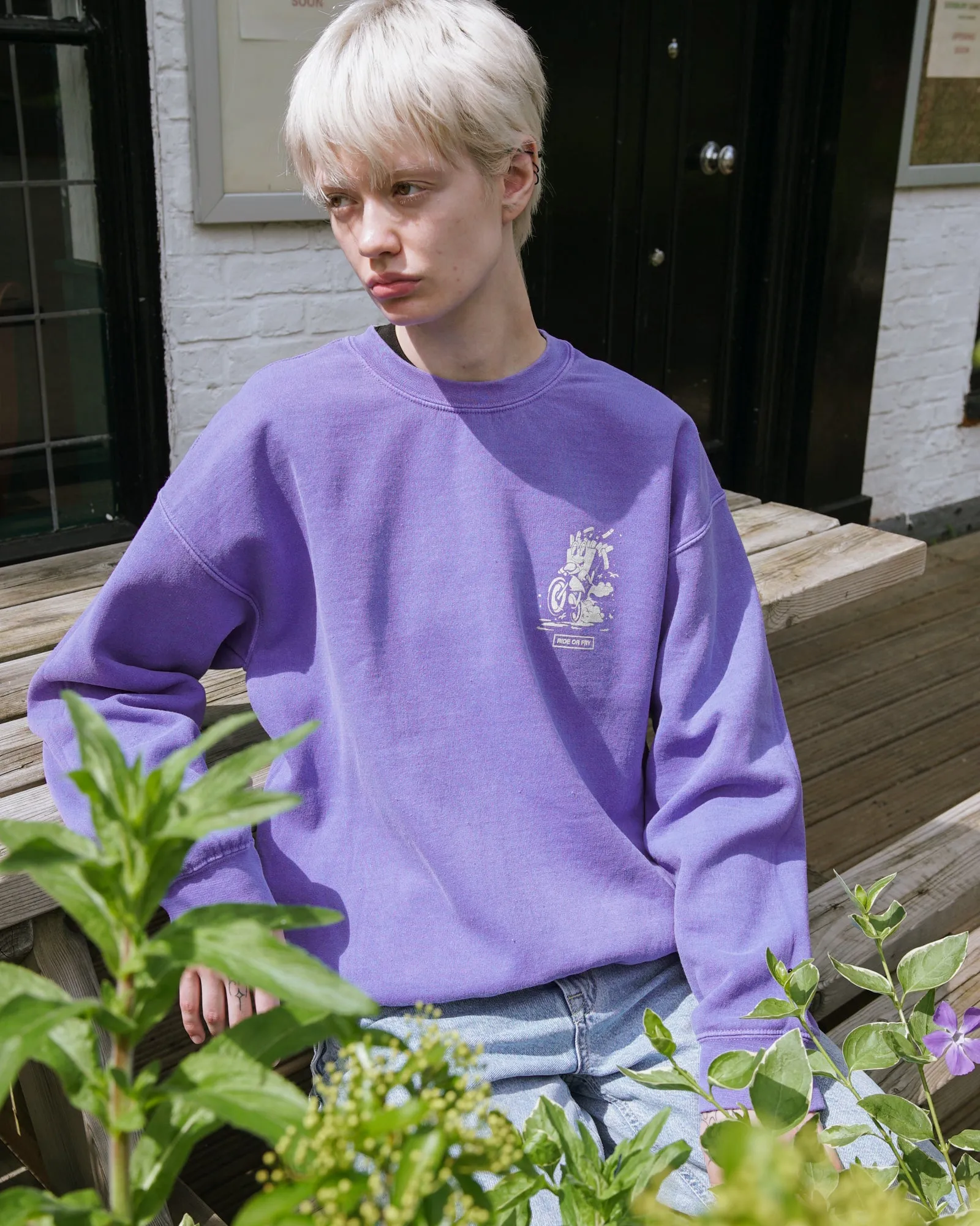 Pomme Frite 'Ride Or Fry' Vintage Washed Sweater - Purple Winter Must-Have Knit