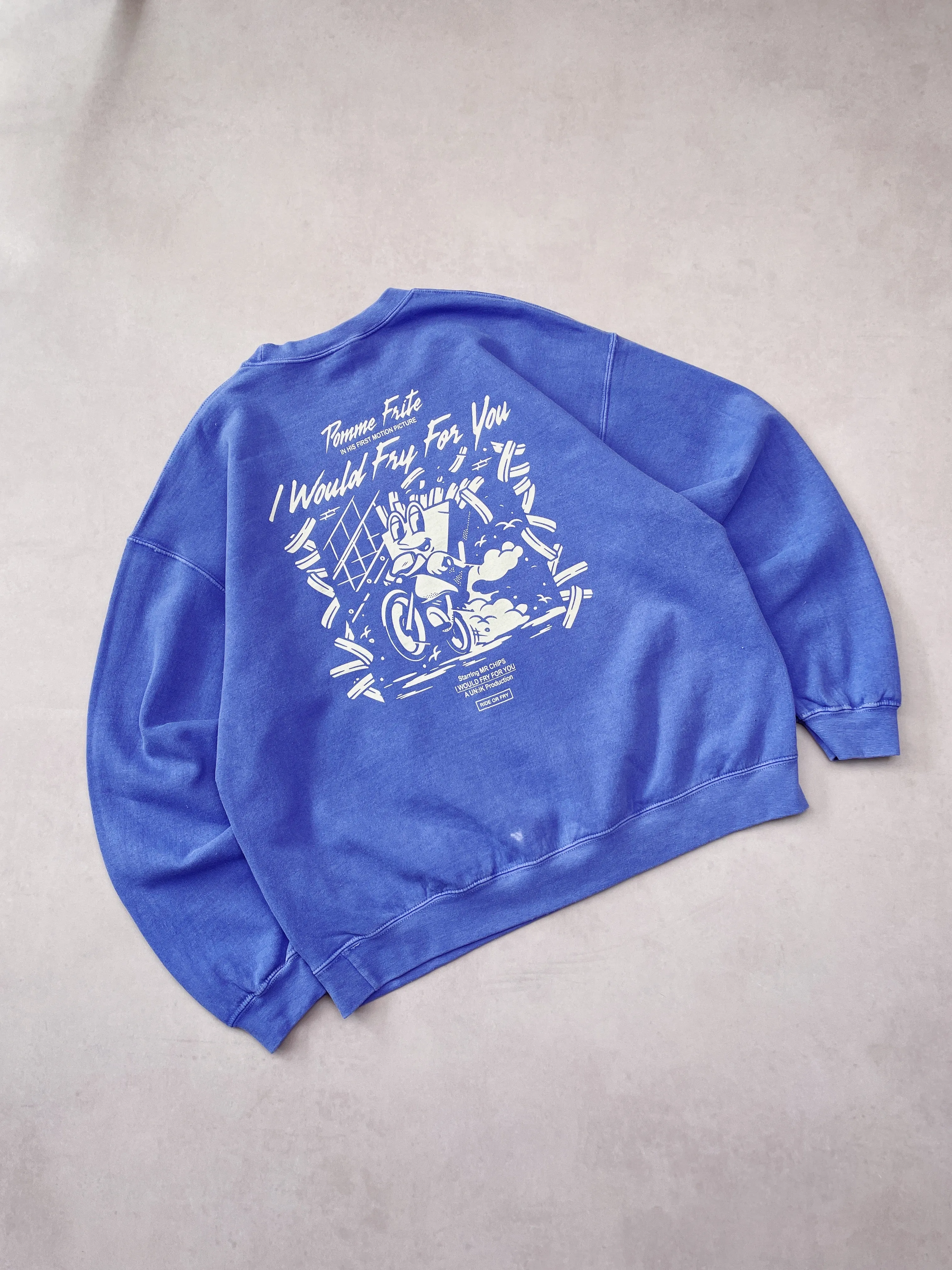 Sustainable Sourcing Certified Cozy Touch Pomme Frite 'Ride Or Fry' Vintage Washed Sweater - Purple