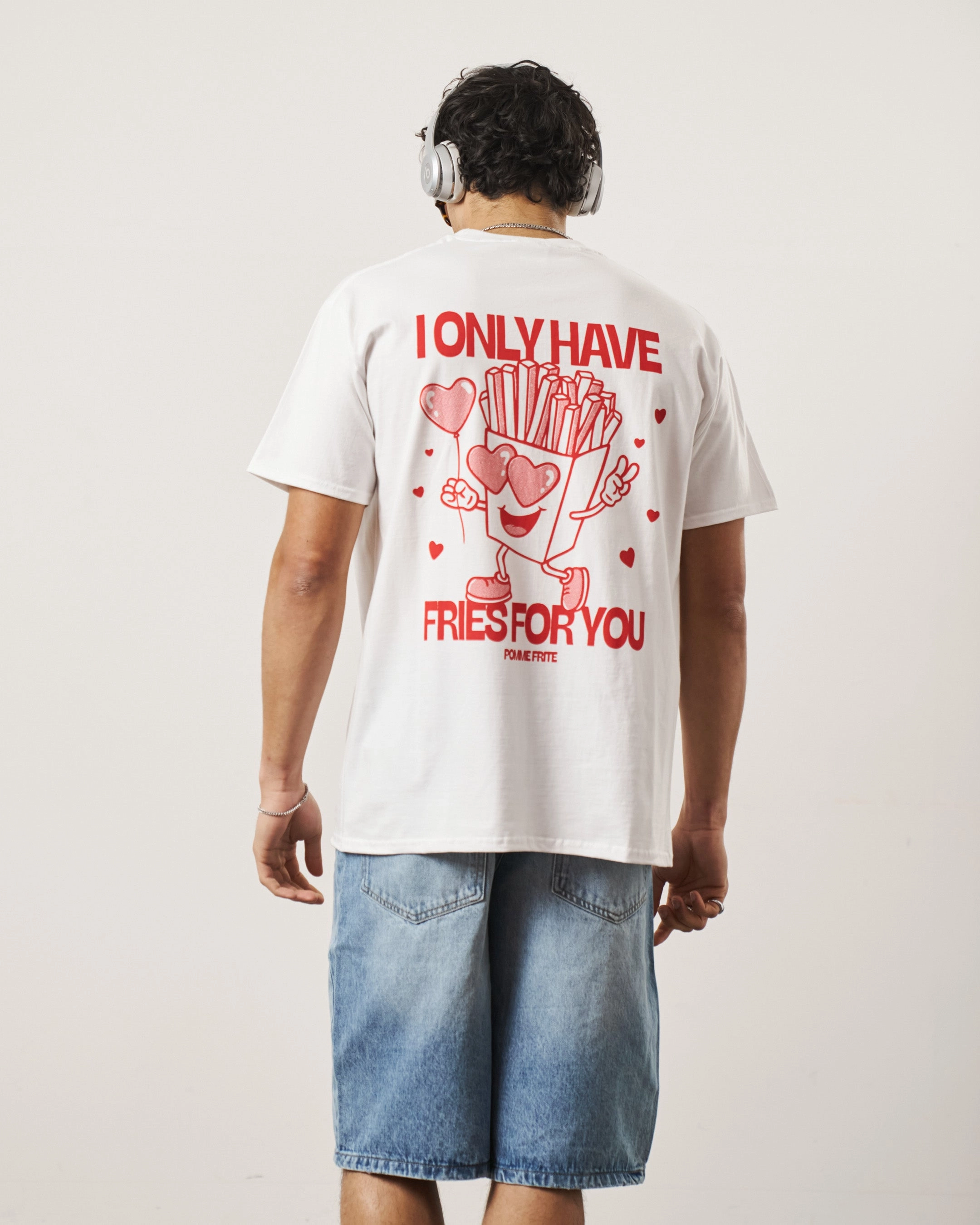 Pomme Frite 'Fries For You' Tee - White Easy Layering OversizedSilhouette