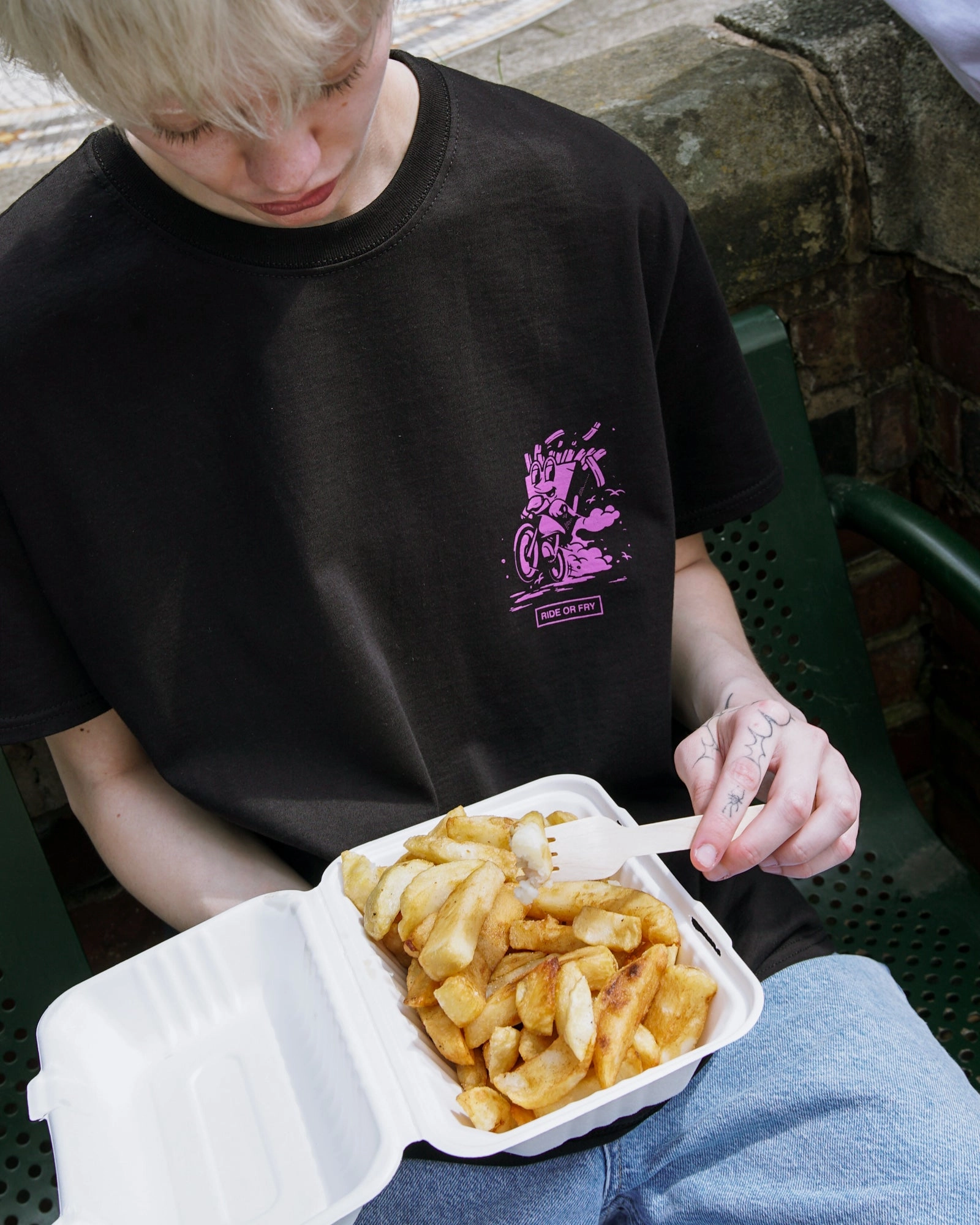 Pomme Frite 'Ride Or Fry' Tee - Black Athletic and Cool